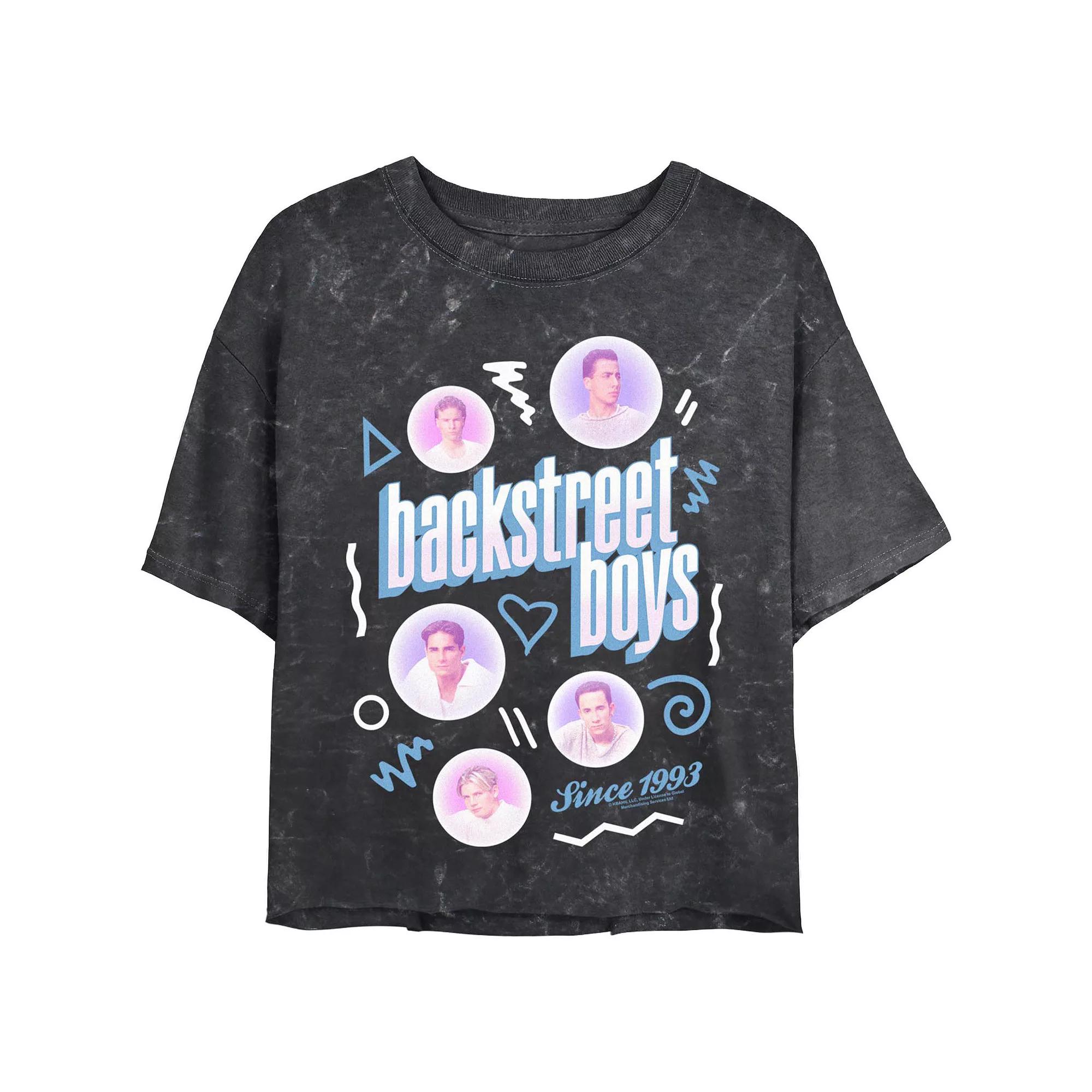 Juniors' Backstreet Boys Since 1993 Face Badges Crop Top Mineral Wash Graphic Tee, Women's,  Product Image