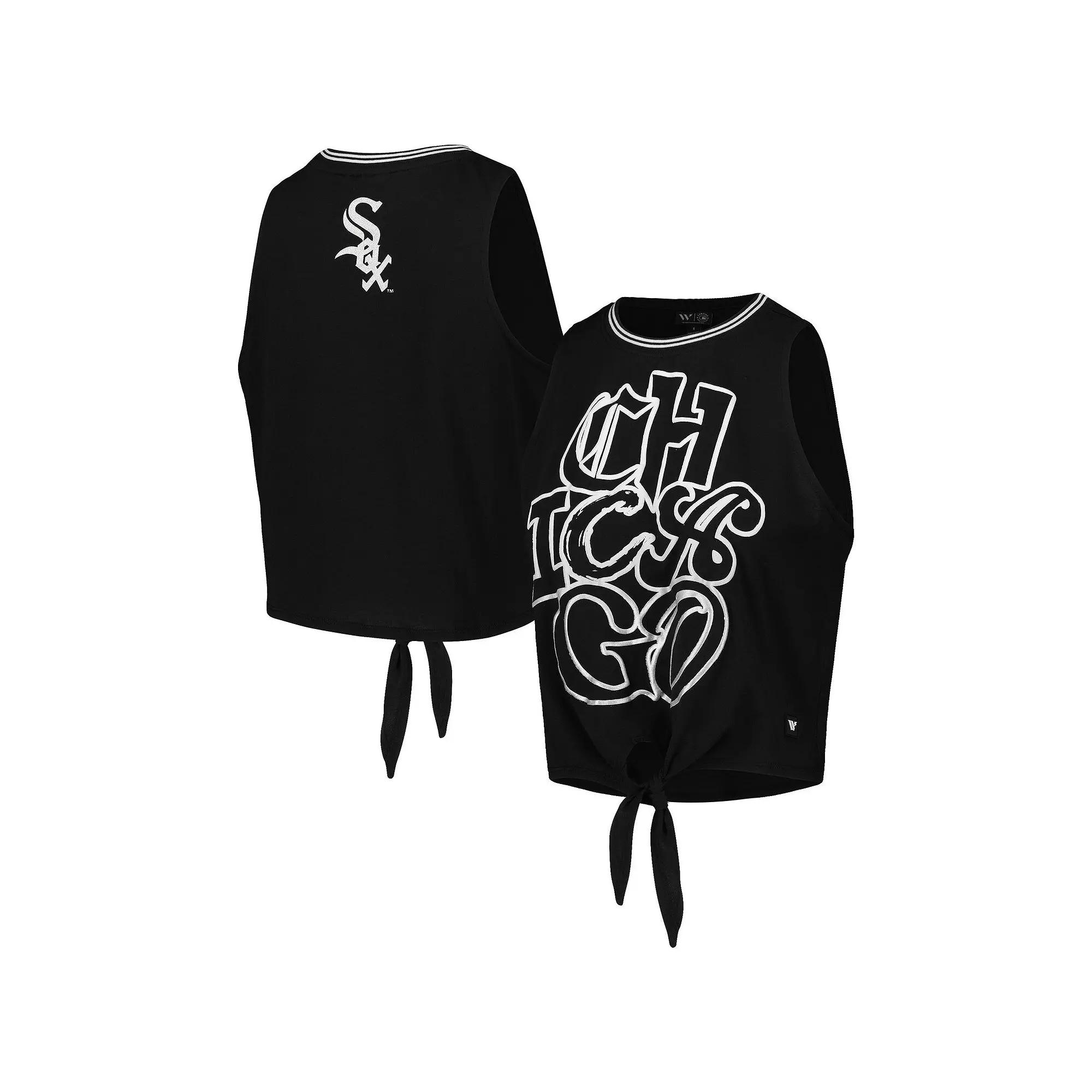 Women's The Wild Collective Black Chicago White Sox Twisted Tie Front Tank Top, Size: 2XL Product Image