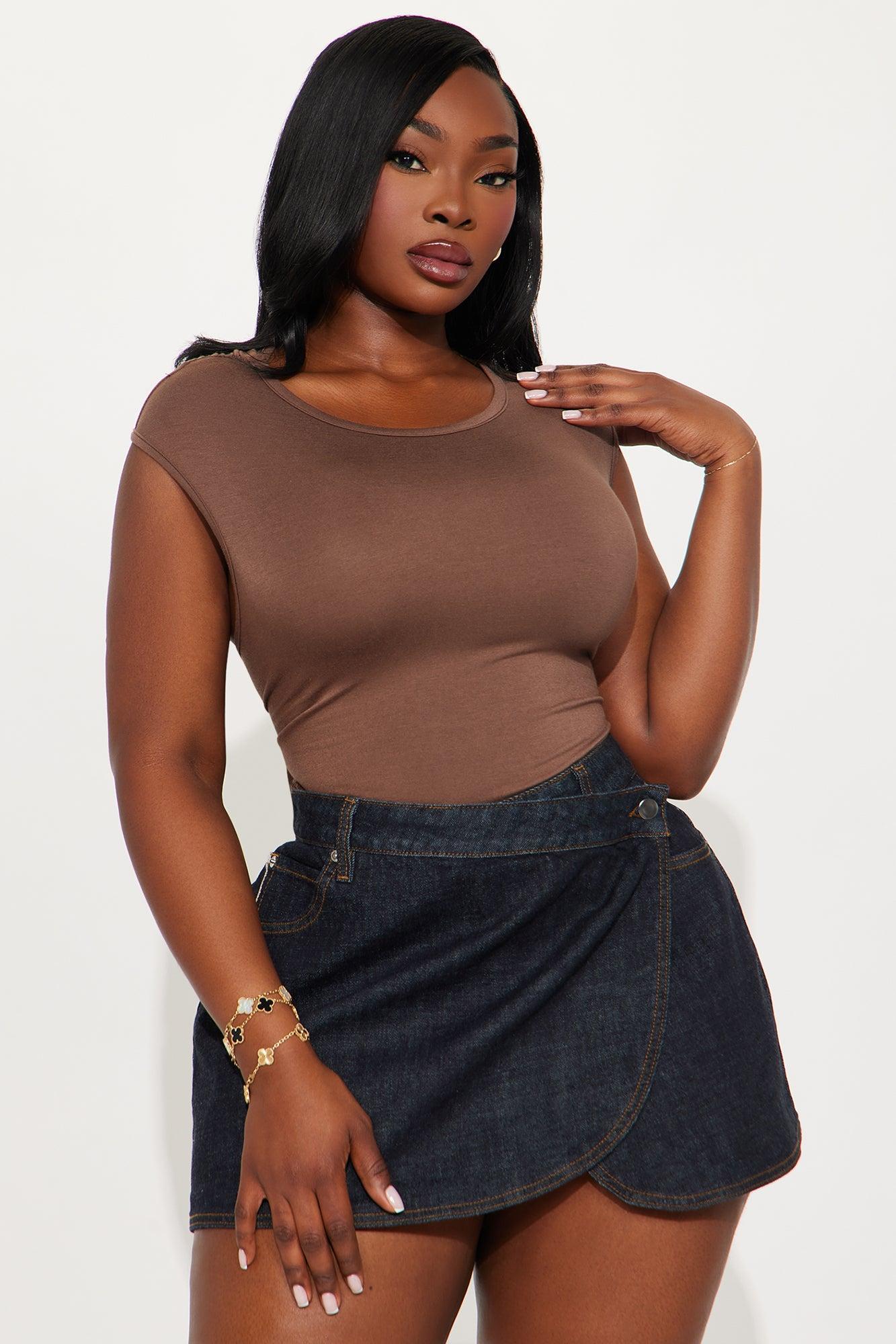 Itzel High Neck Cut Out Top - Chocolate Female Product Image