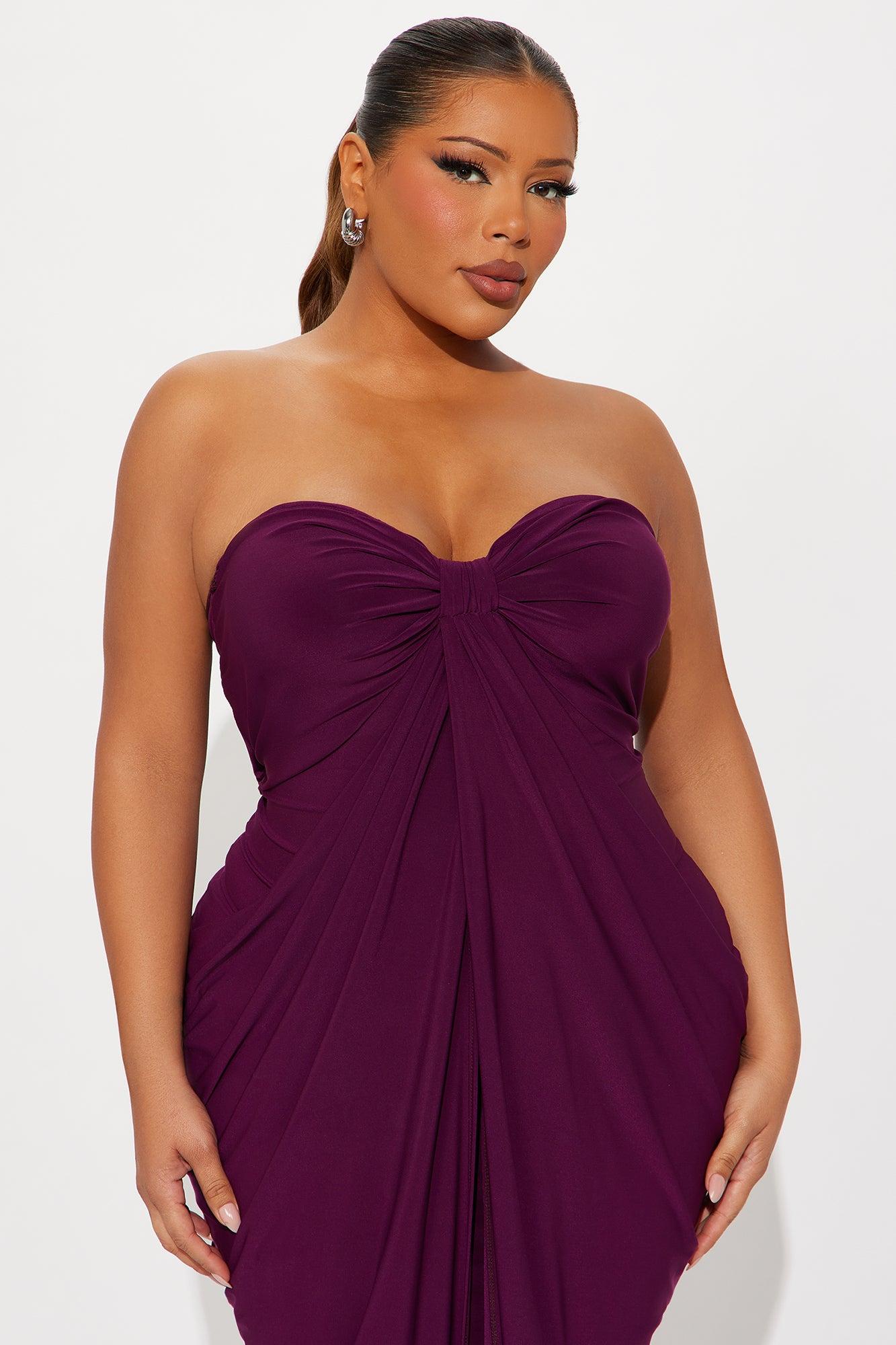 Wine And Dine Draped Maxi Dress - Plum Female Product Image
