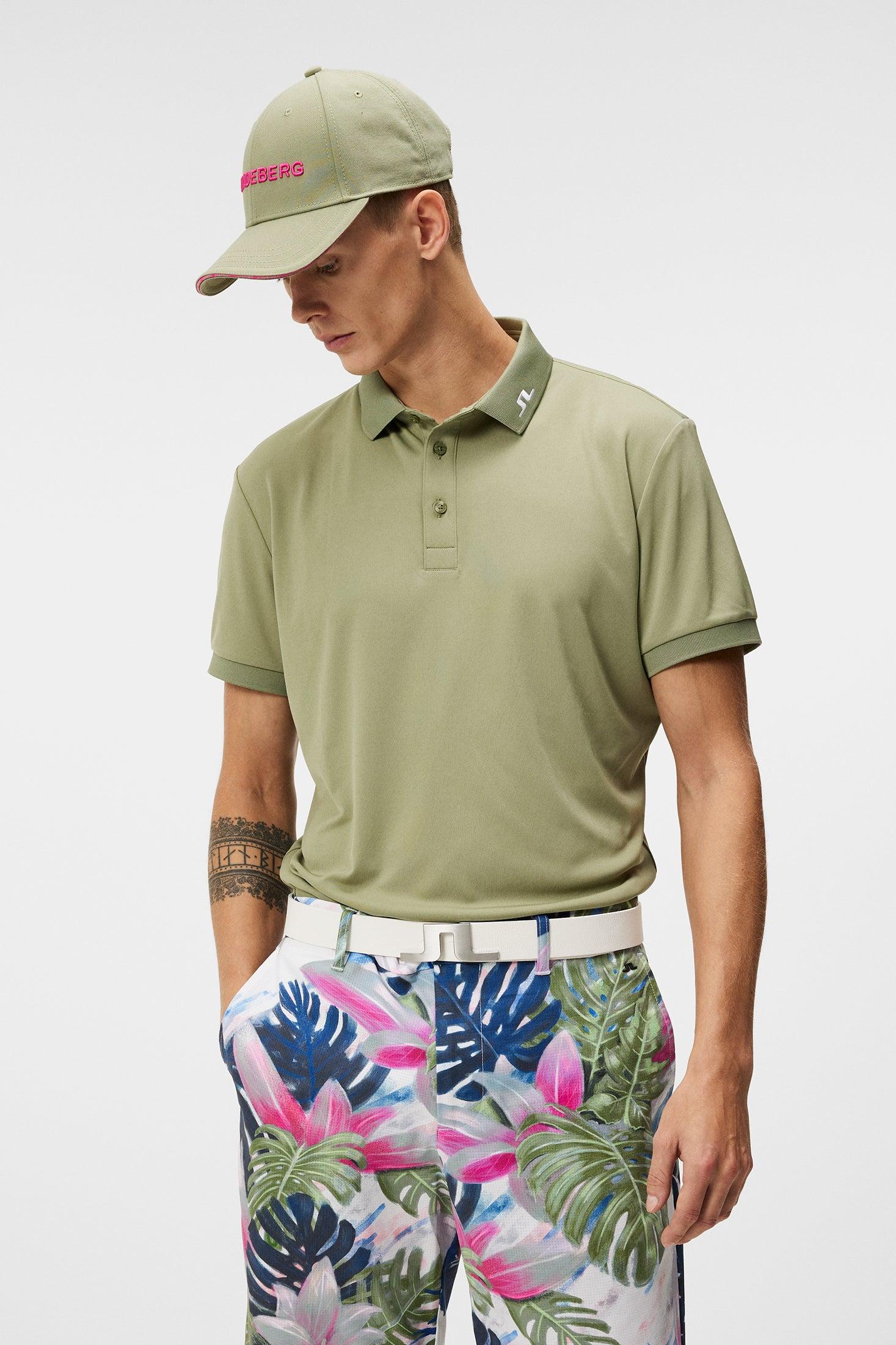 J. Lindeberg Kv Regular Fit Print Polo in Oil Green Product Image