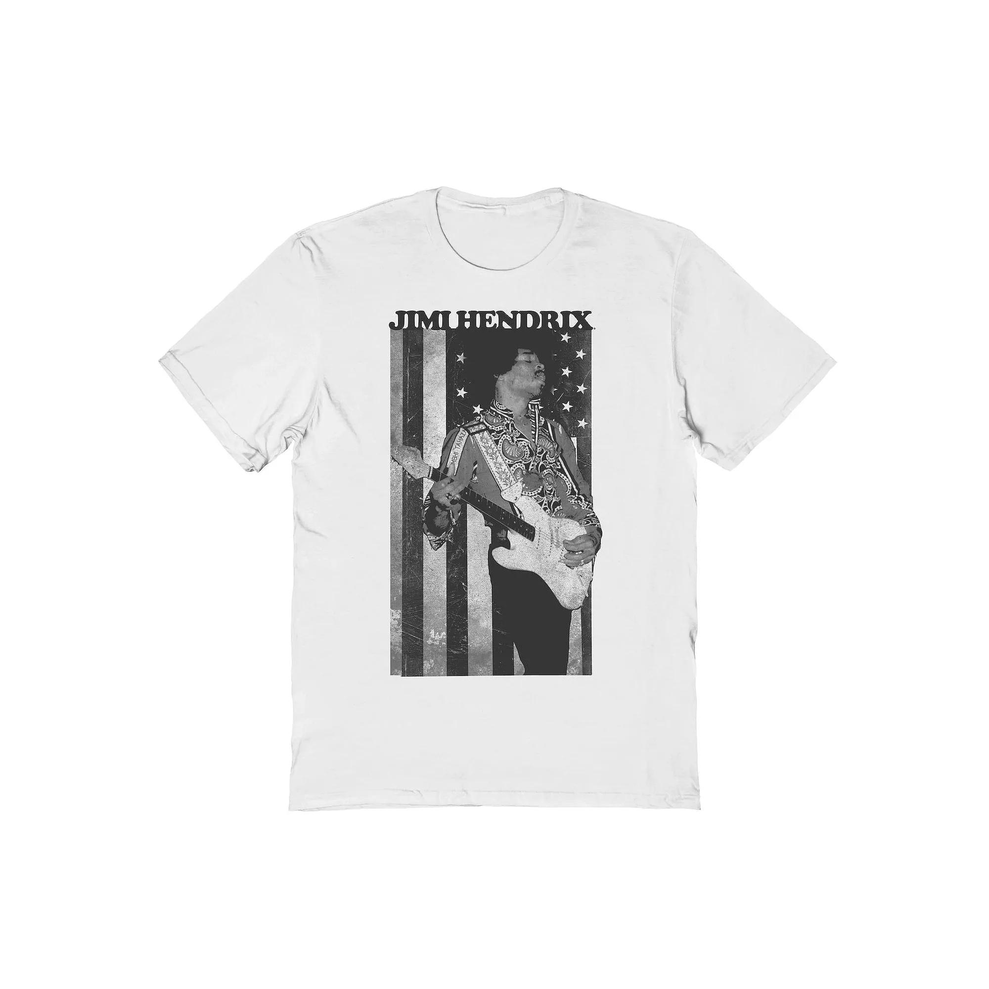 Men's Jimi Hendrix Flag Graphic Tee, Size: Large, White Product Image