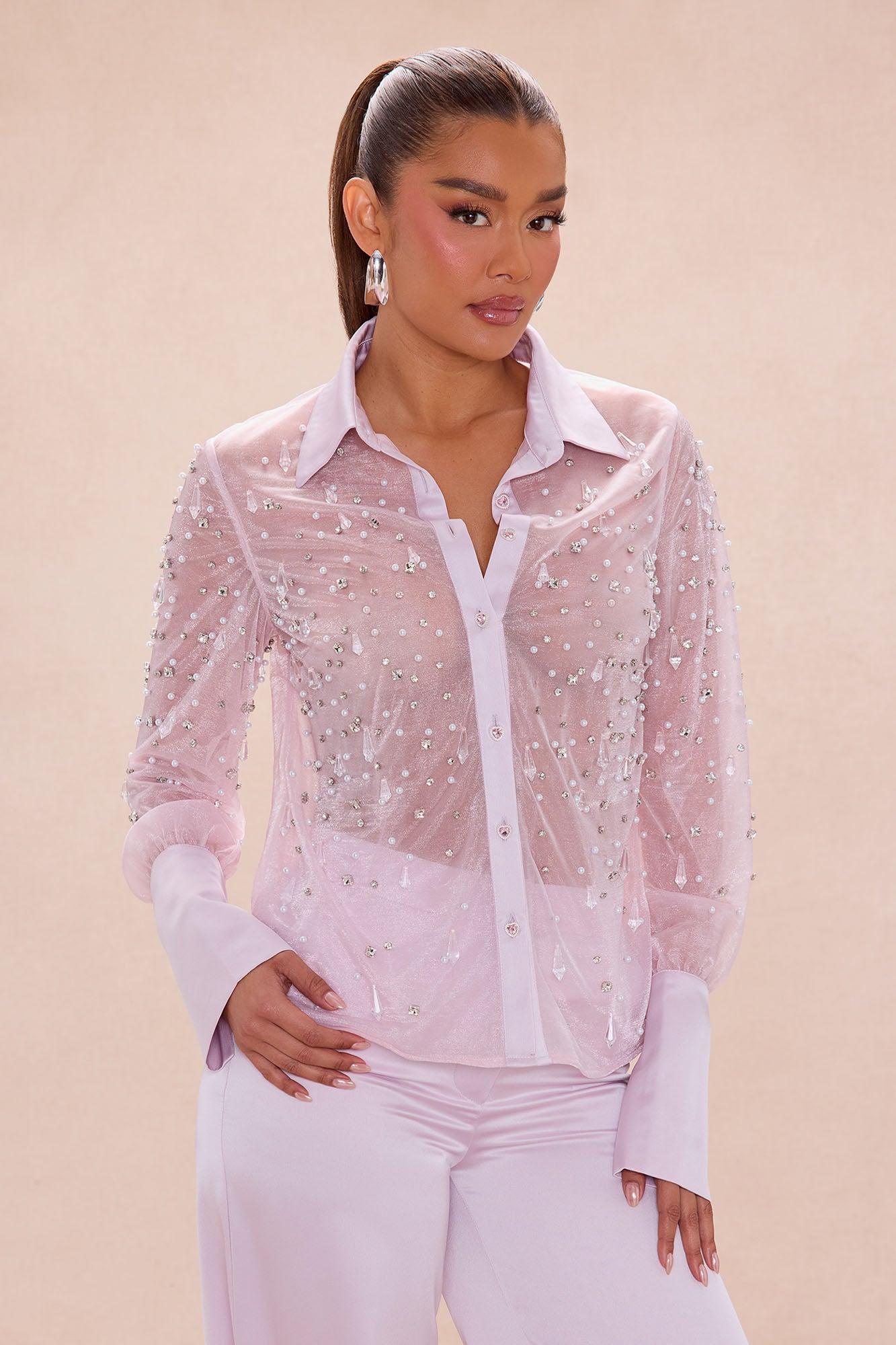 Athena Embellished Pant Set - Pink Female Product Image