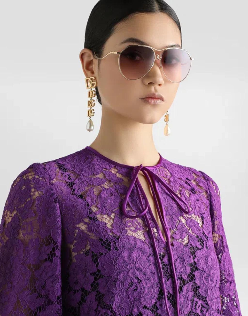 DOLCE & GABBANA Cordonetto Lace Short Dress In Purple Product Image