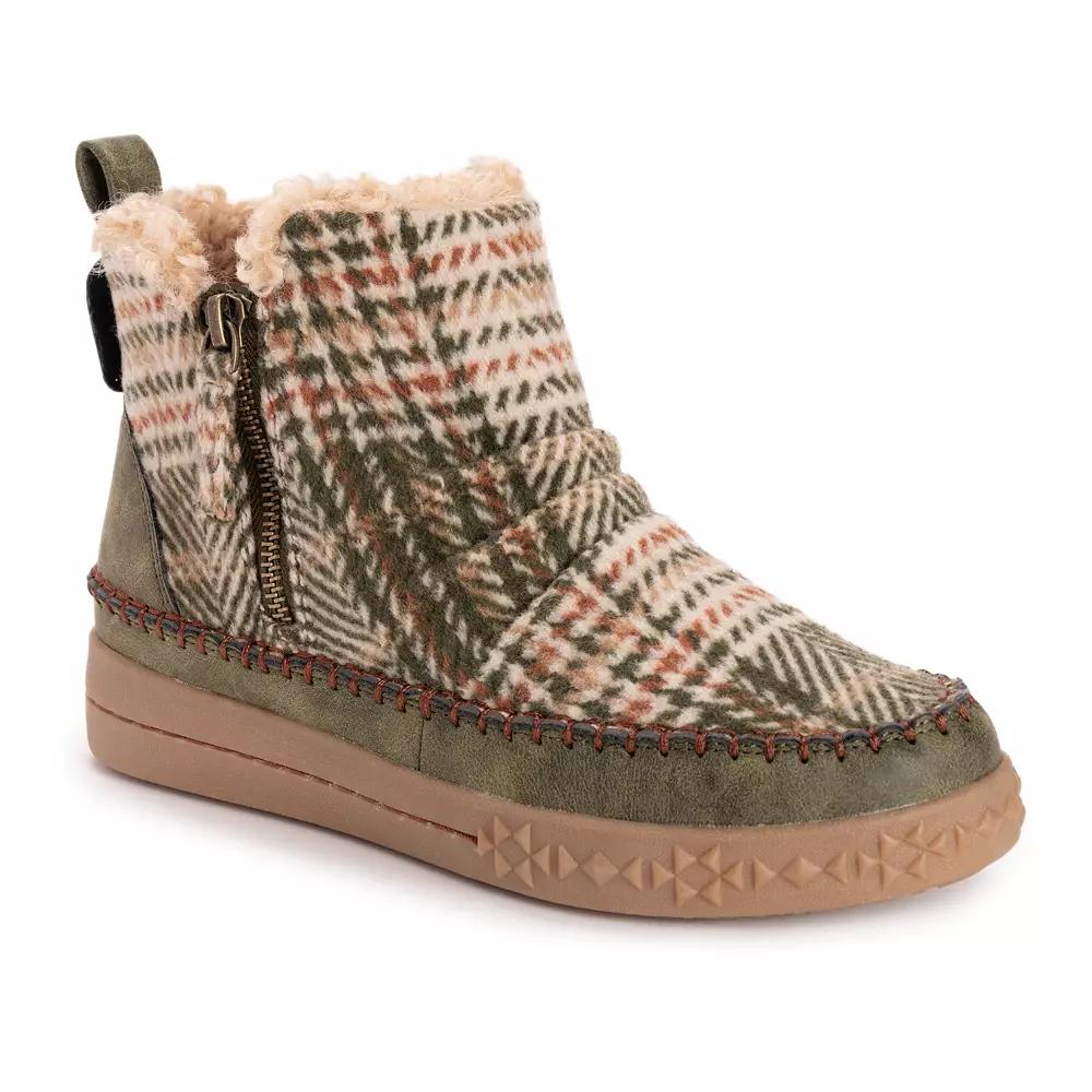 MUK LUKS Street Richmond Women's Ankle Boots, Size: 6, Green Plaid Product Image