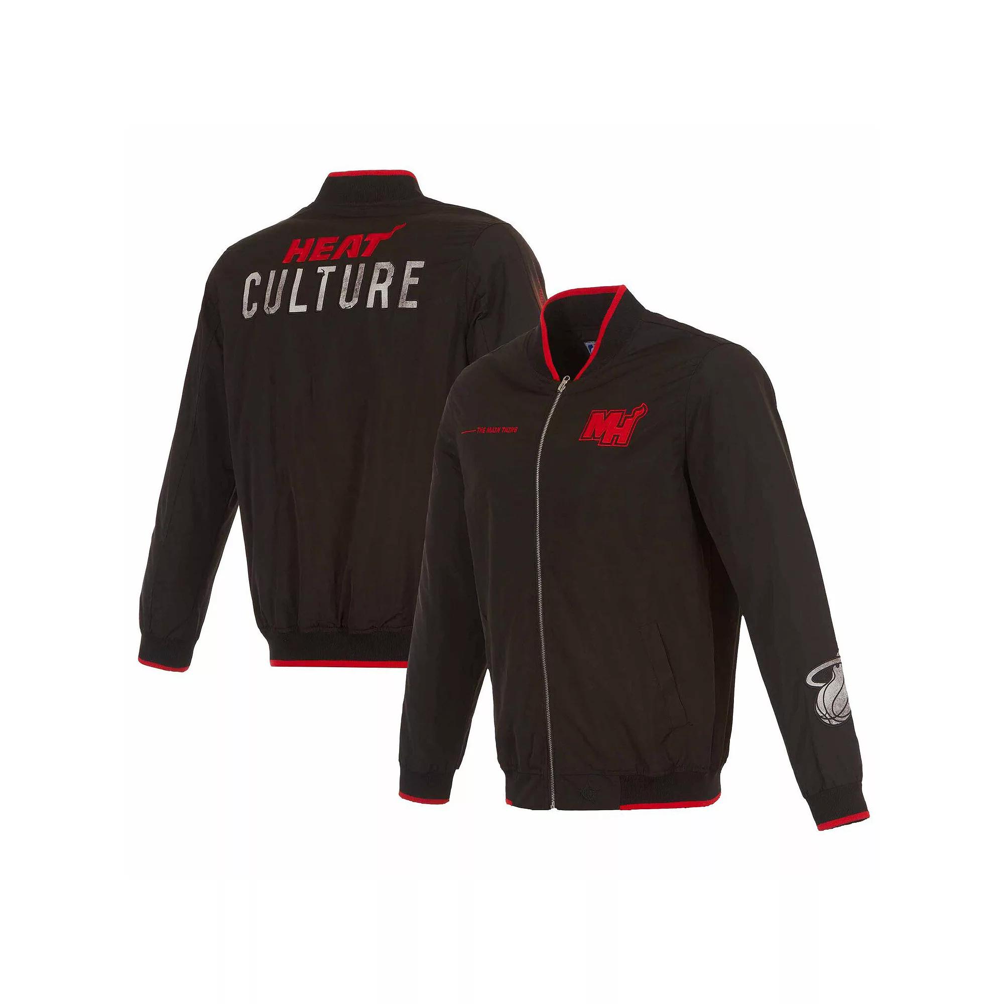 Men's JH Design Black Miami Heat 2023/24 City Edition Nylon Full-Zip Bomber Jacket, Size: 3XL Product Image
