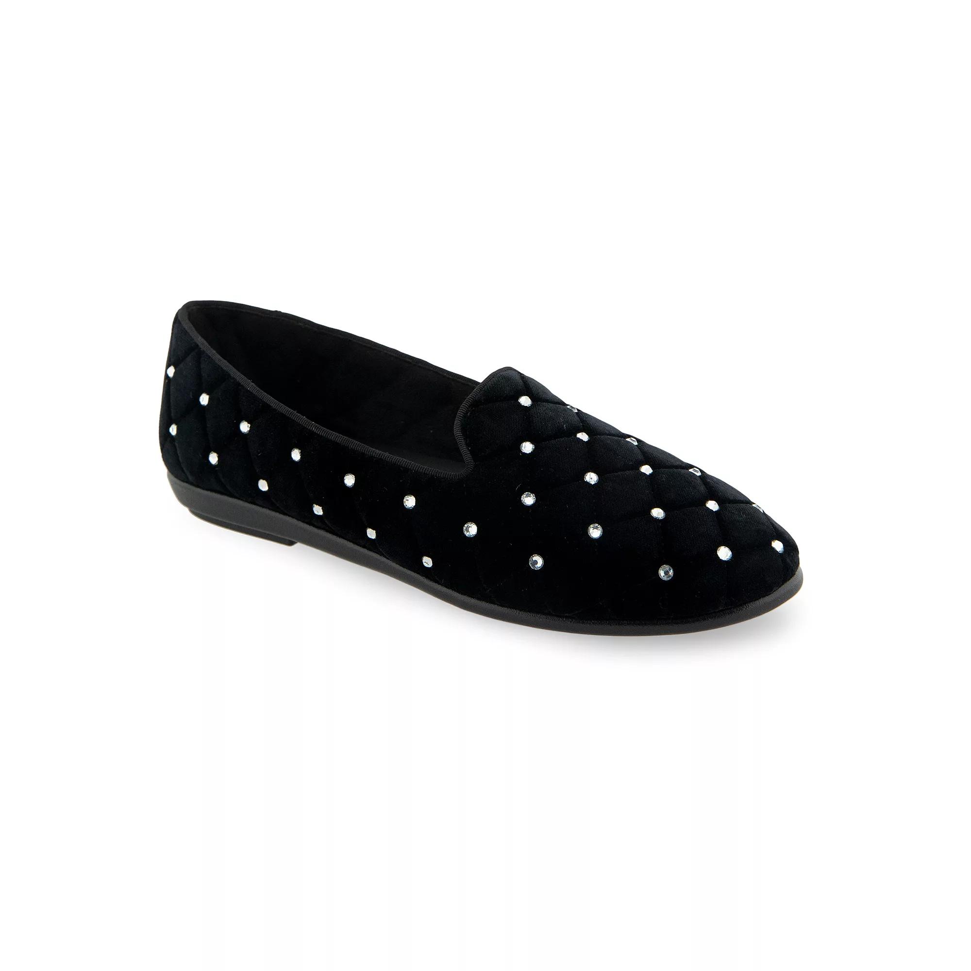Aerosoles Betunia Women's Loafers, Size: 7.5, Black Quilted Velvet Product Image