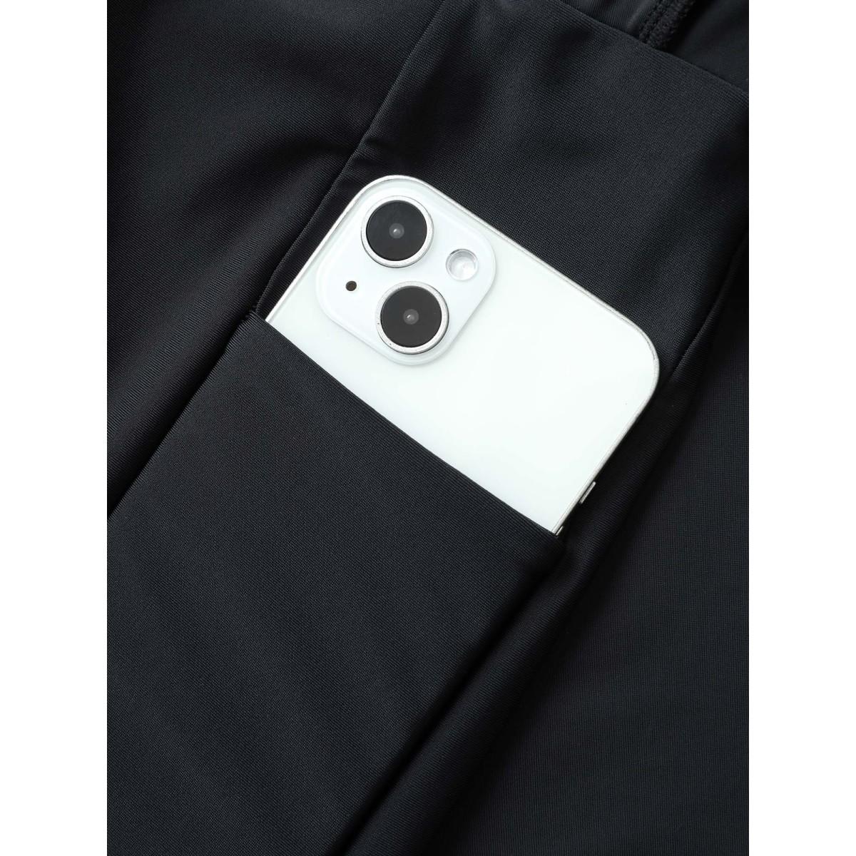 Plus Size Solid Pocket Ruffles Swim Skirt Women's Swimwear Black Resort Non High stretch Bodycon High Rise Slanted pocket Curve Swim Bottoms BloomChic 10/M Product Image