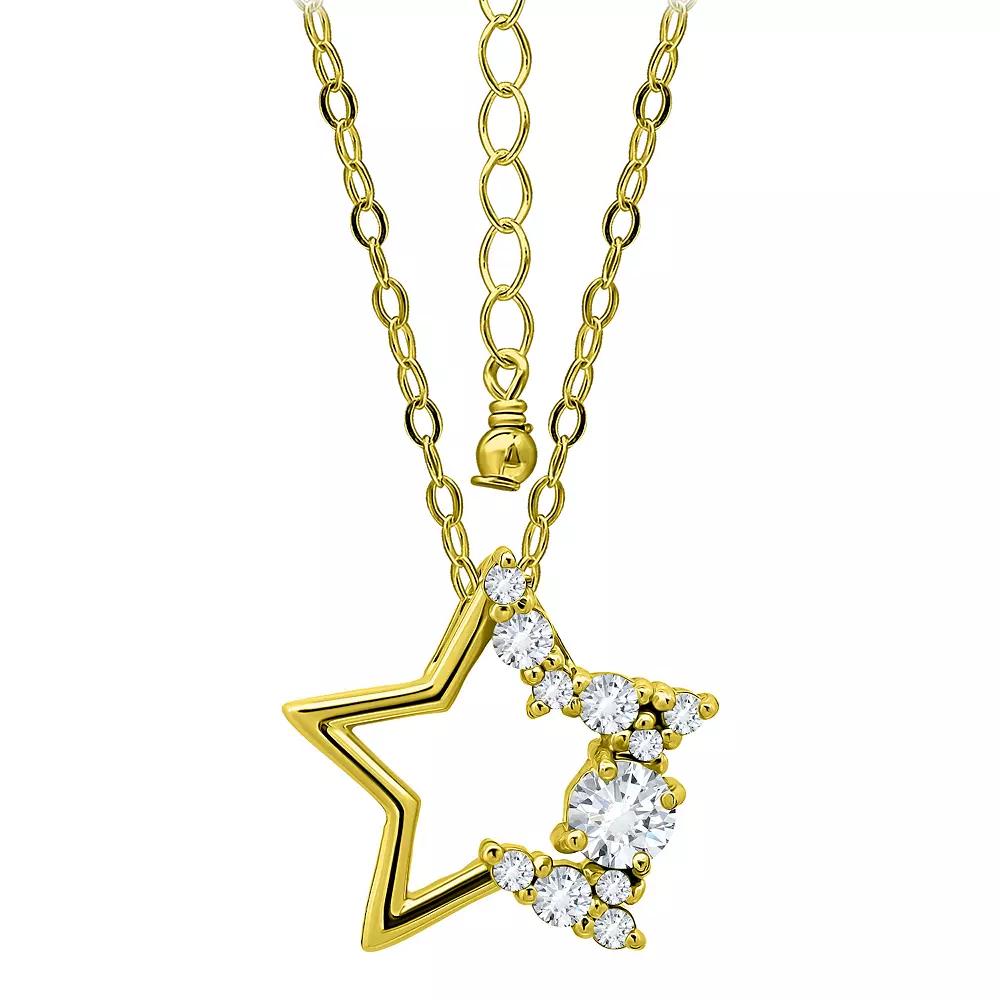 Aleure Precioso Sterling Silver Cubic Zirconia Open Star Pendant Necklace, Women's, Size: 18", Gold Tone Product Image