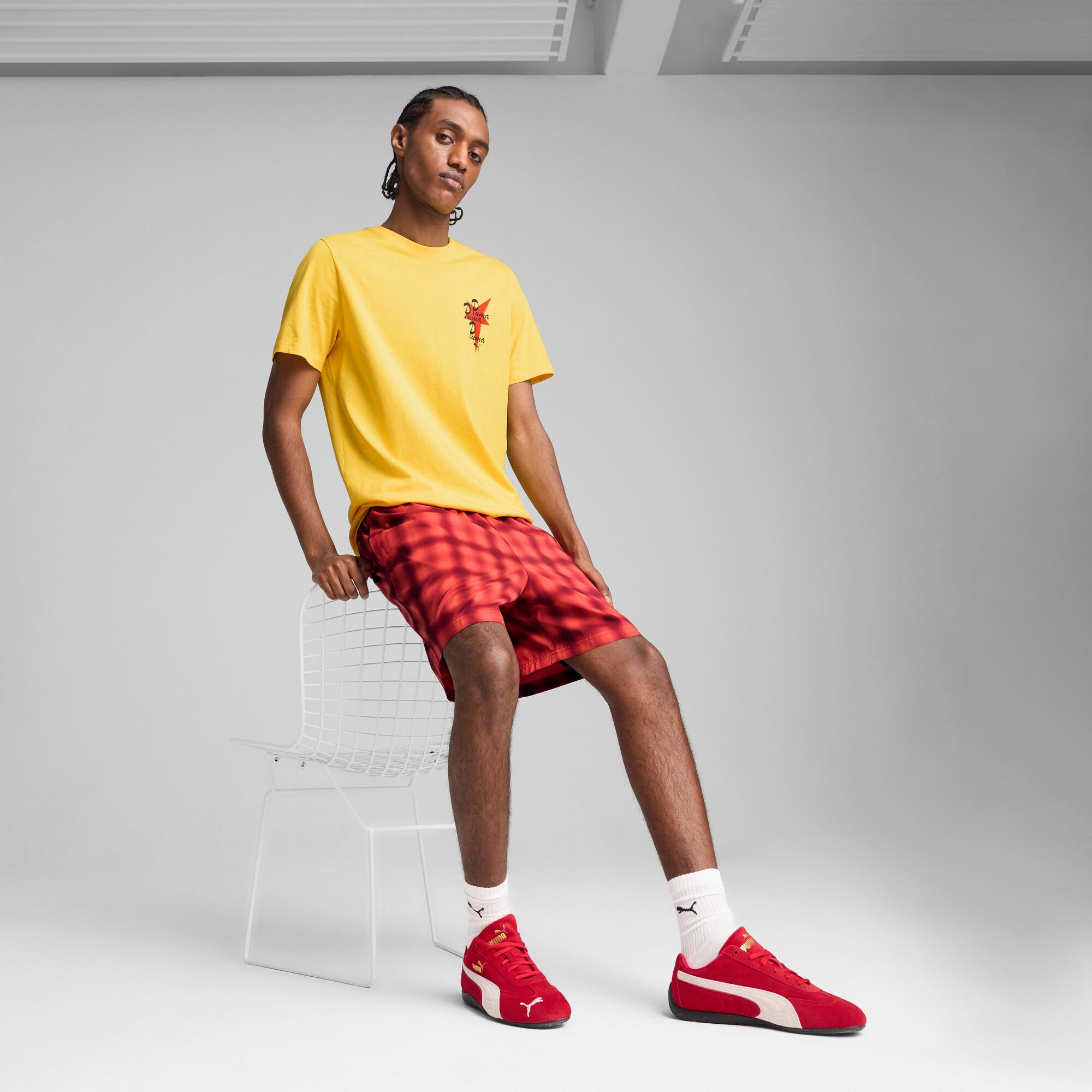 PUMA ROAD TO UNITY Men's Relaxed 6" Woven Shorts in Red Fire/Aop Product Image