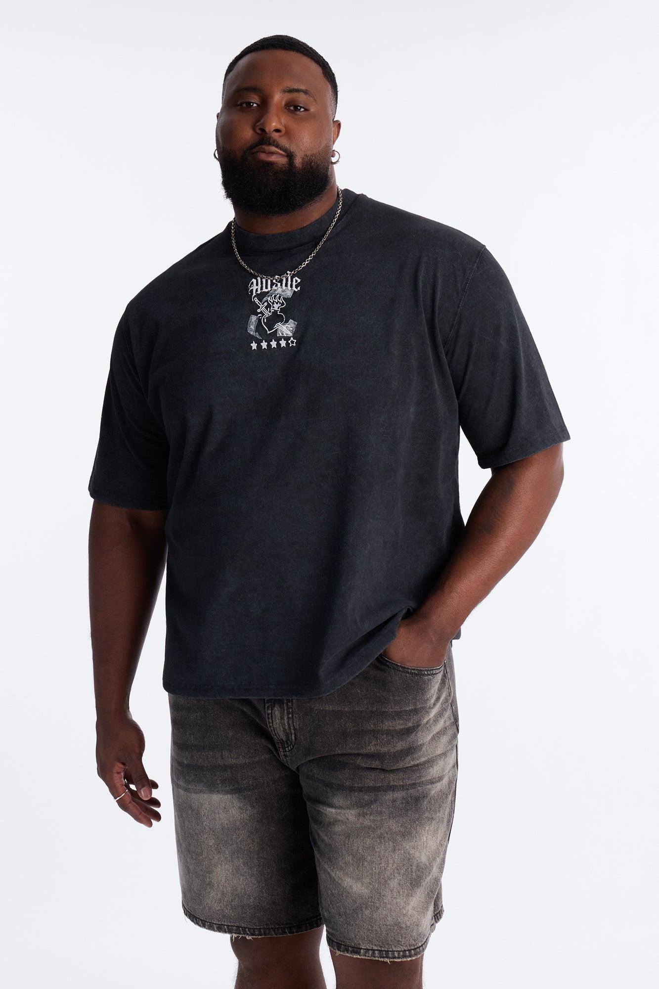 The Grind Is Personal Embroidery Short Sleeve Tee - Grey Male Product Image