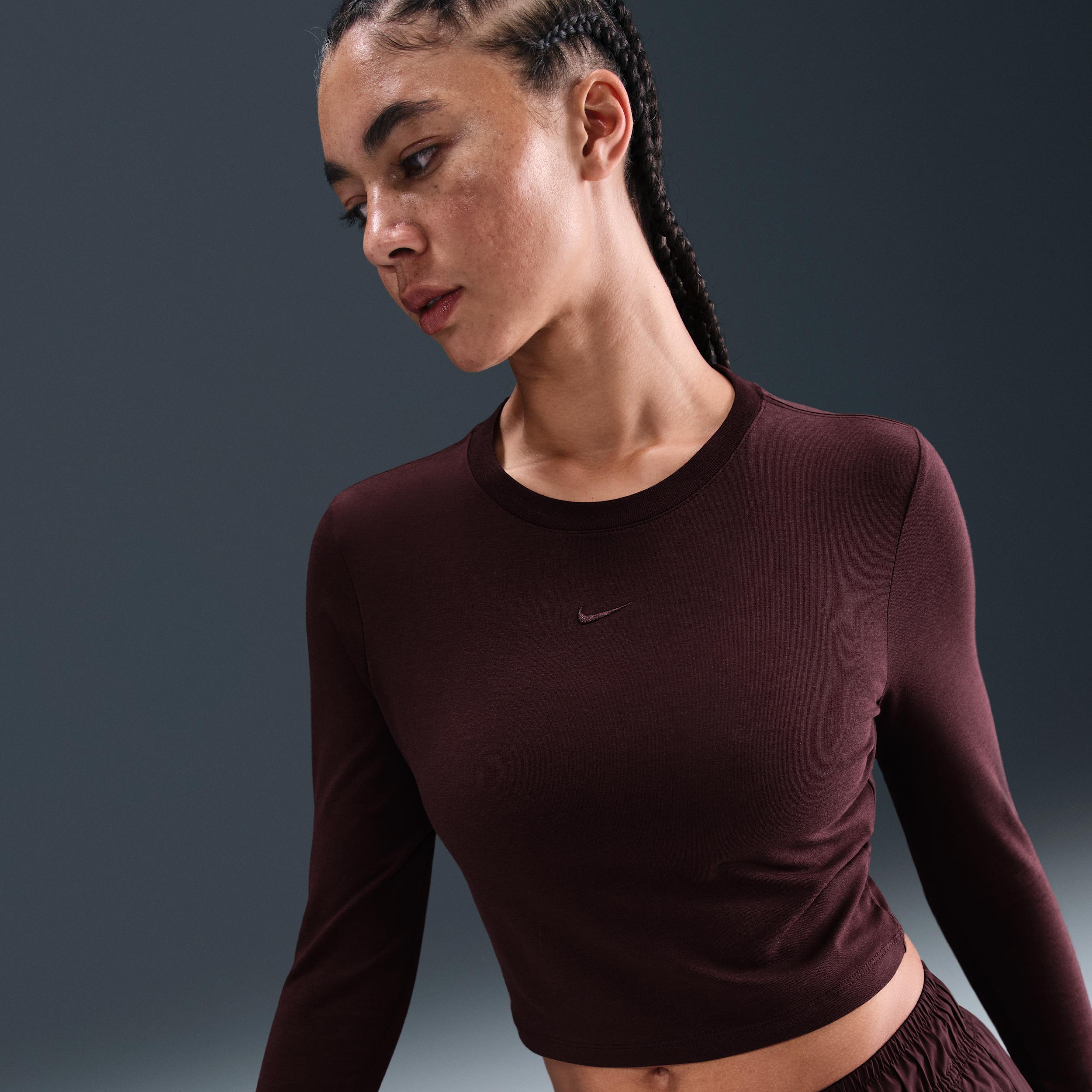 Womens Nike Sportswear Chill Knit Slim Long-Sleeve Cropped Top | HF5322-017 Product Image