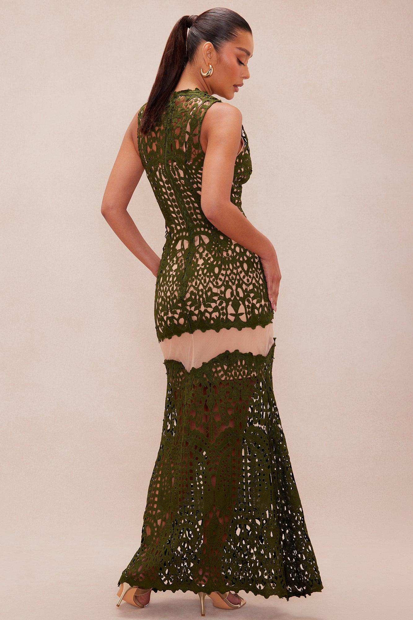 Elena Embroidered Maxi Dress - Green Female Product Image