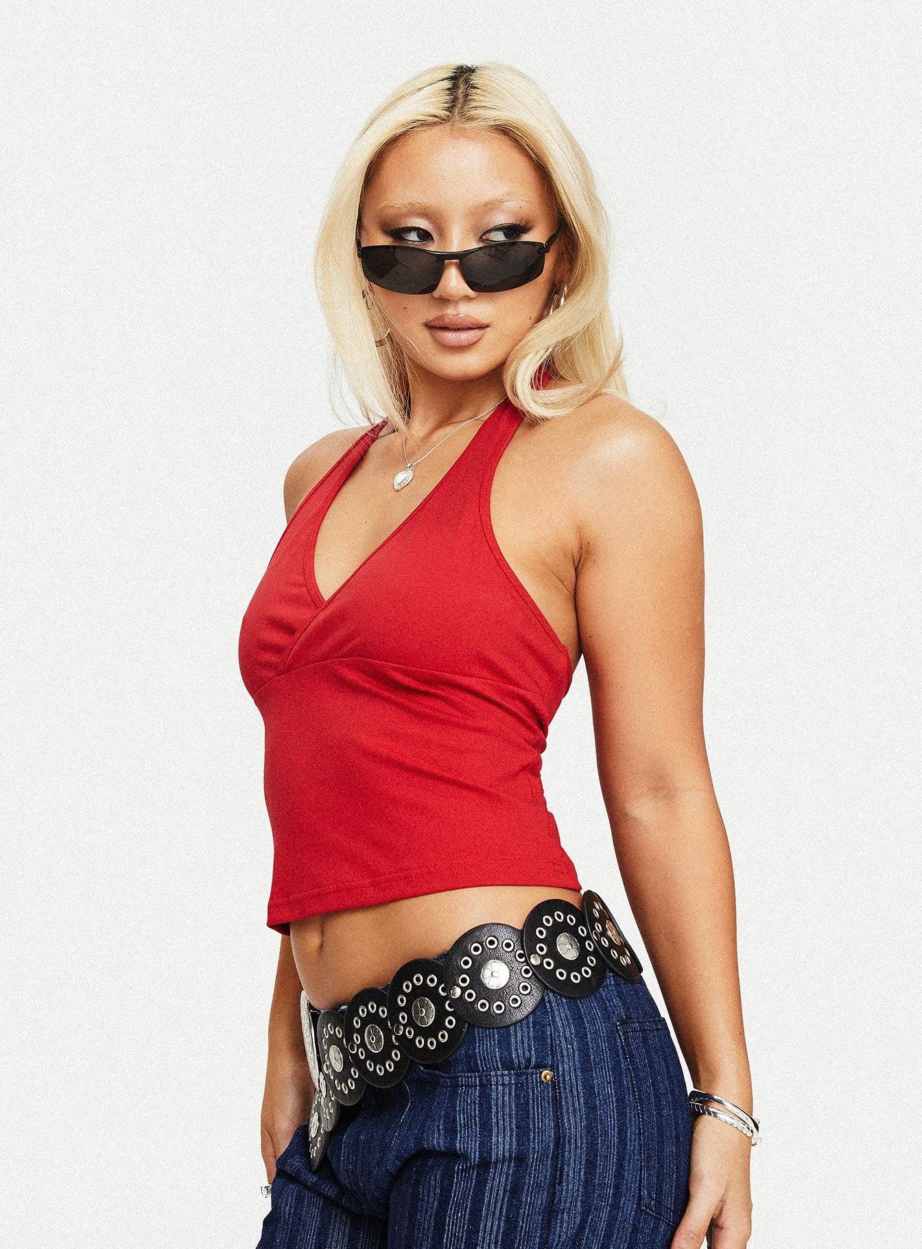 Stand By Halter Top Red Product Image