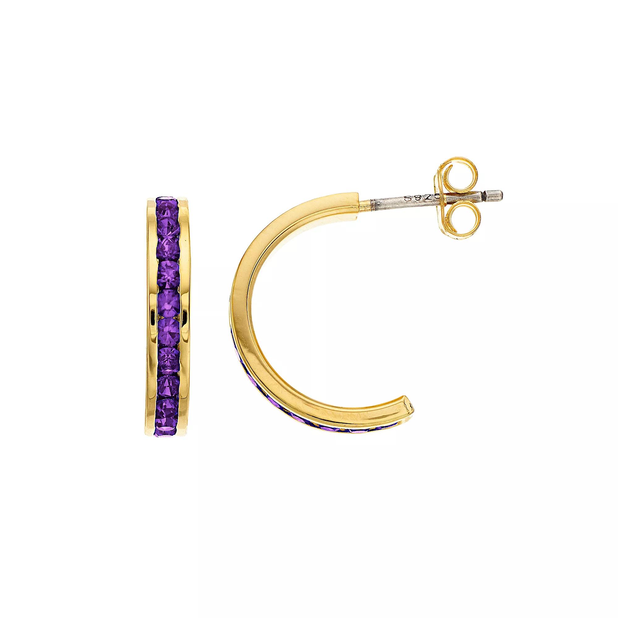 Traditions Jewelry Company 18k Gold Over Silver Crystal Birthstone Earrings, Womens, Gold Over Sterling Jun Product Image