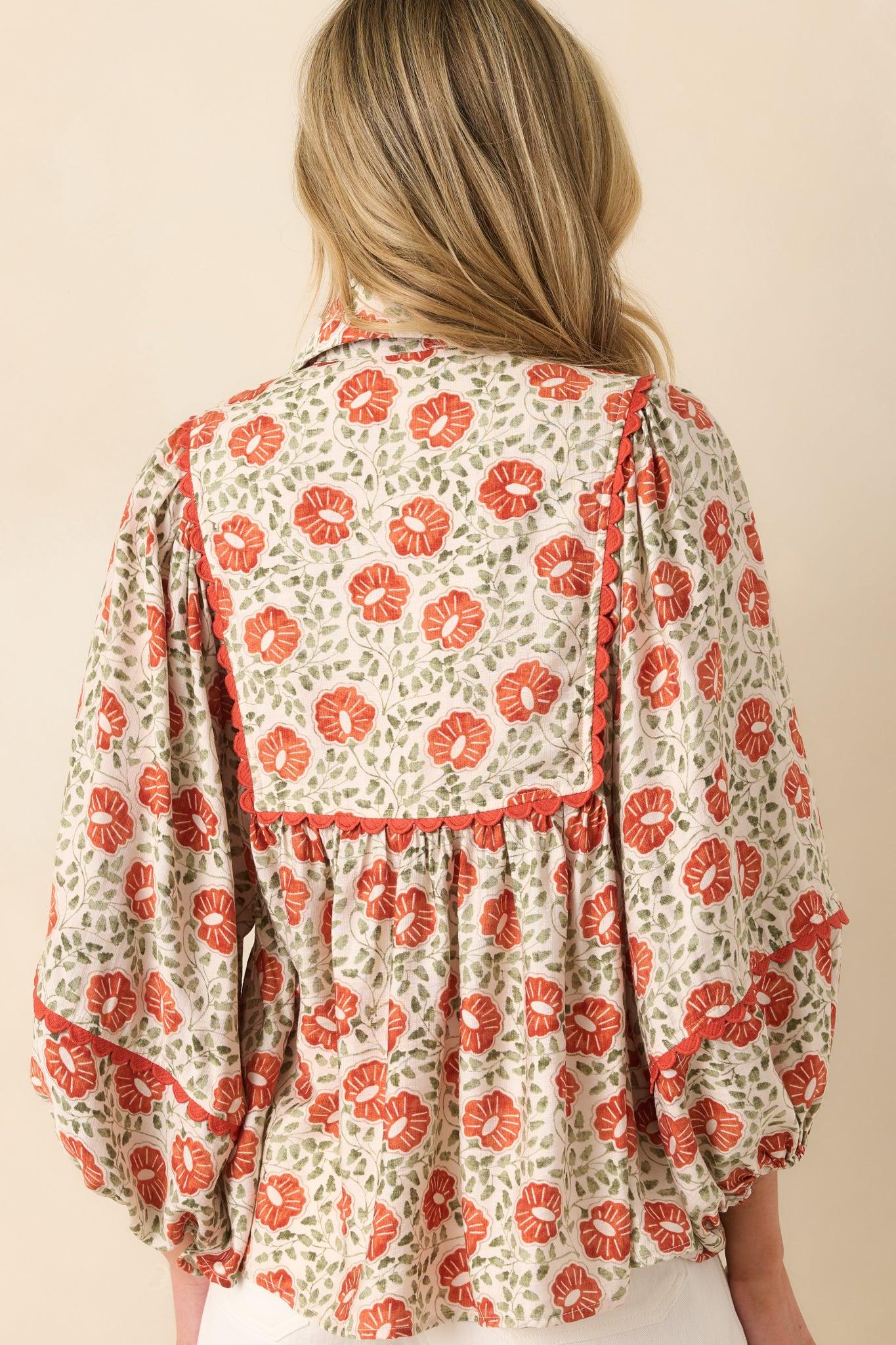 All Yours Burnt Orange Multi Floral Print Top Product Image