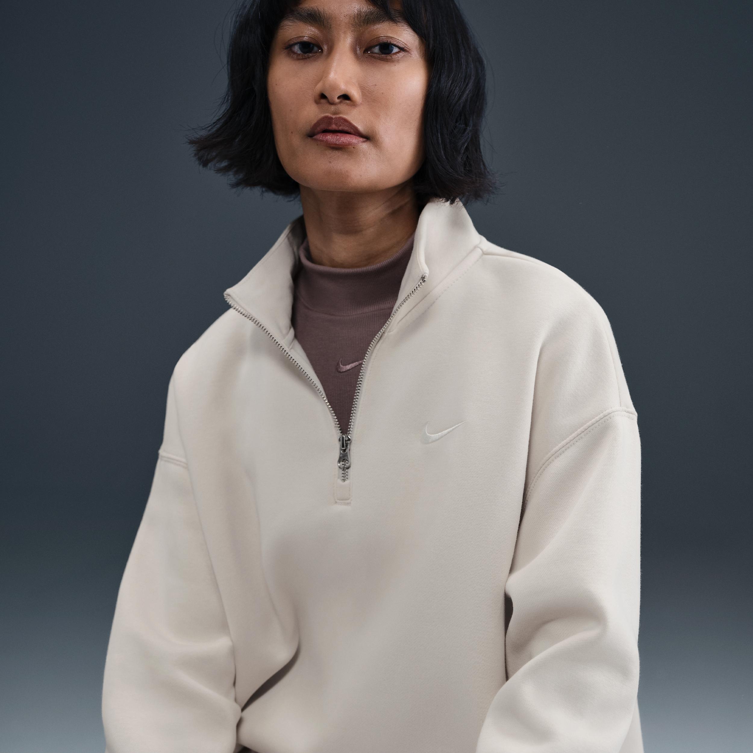 Womens Nike Sportswear Phoenix Fleece Oversized 1/4-Zip Long Sweatshirt | HJ0931-633 Product Image