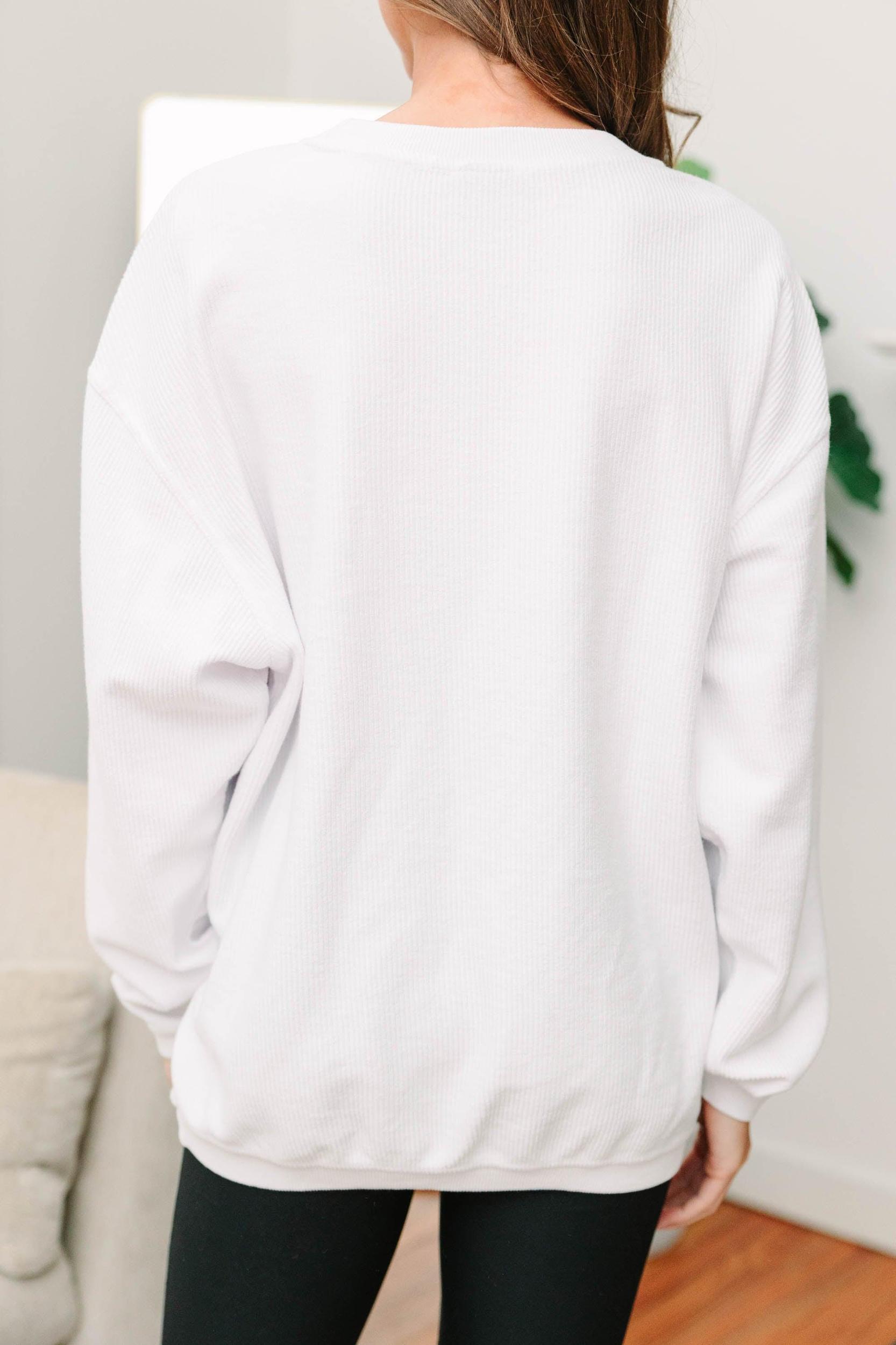 Love More Worry Less White Graphic Corded Sweatshirt Female Product Image