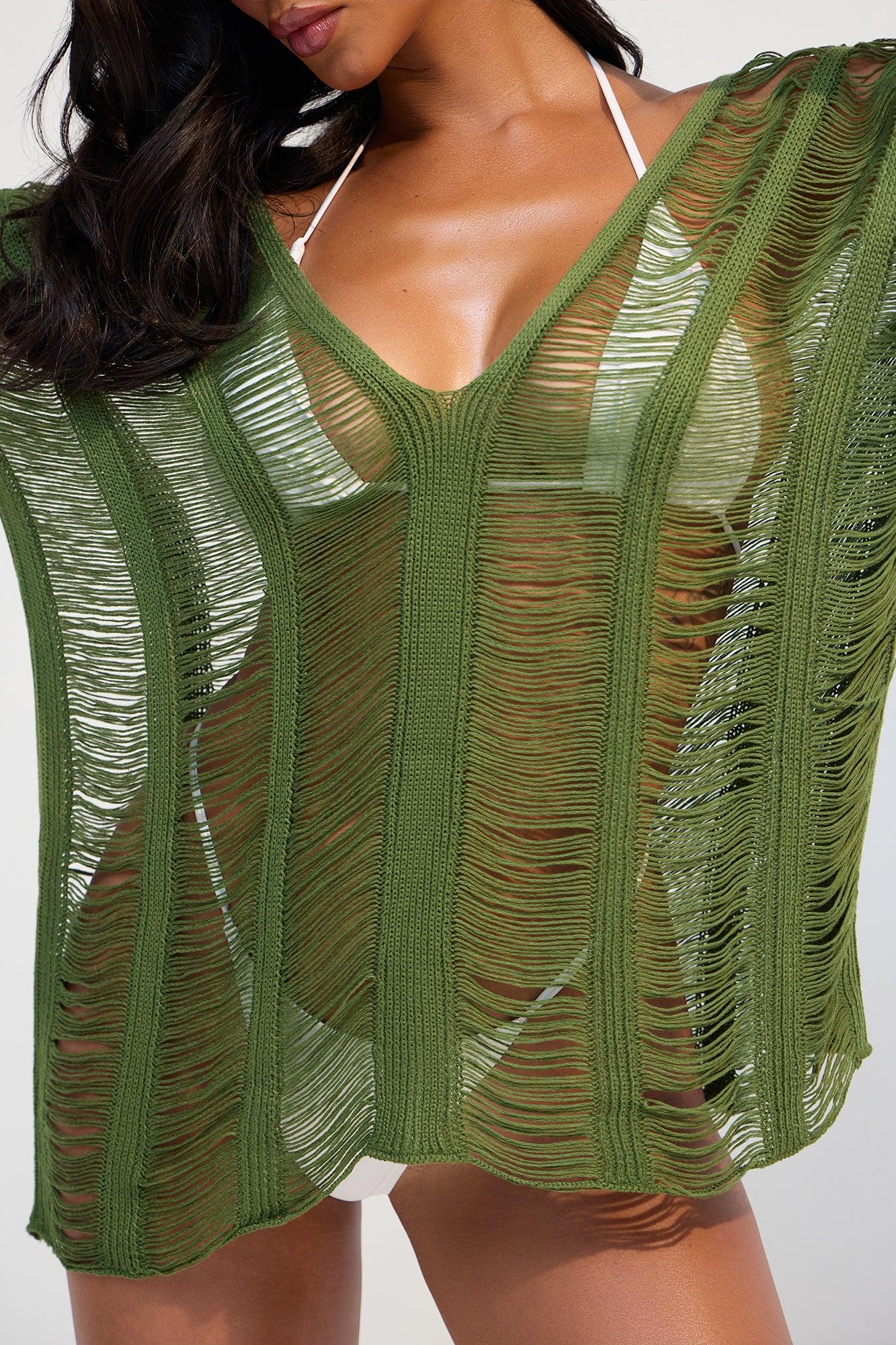 Elizabeth Crochet Cover Up Dress - Olive Product Image