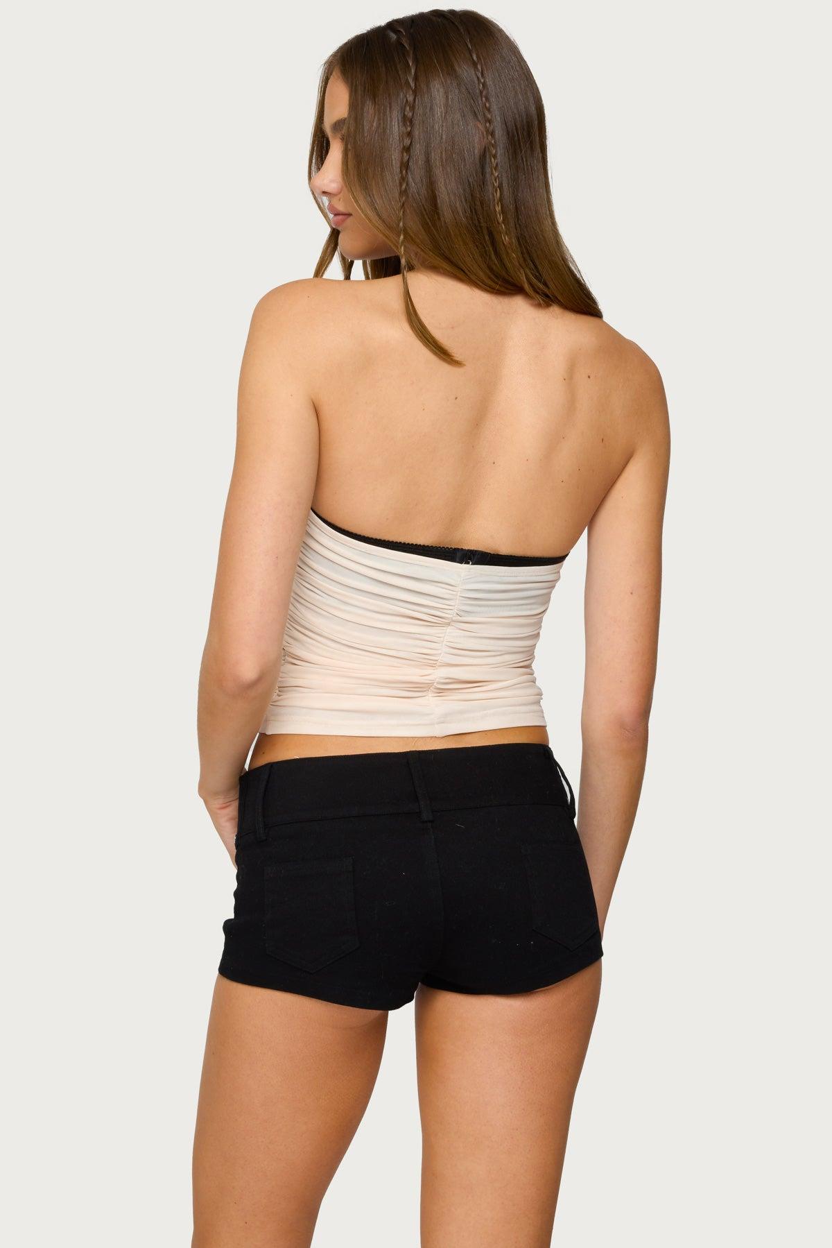 Contrast Bra Ruched Mesh Corset Product Image