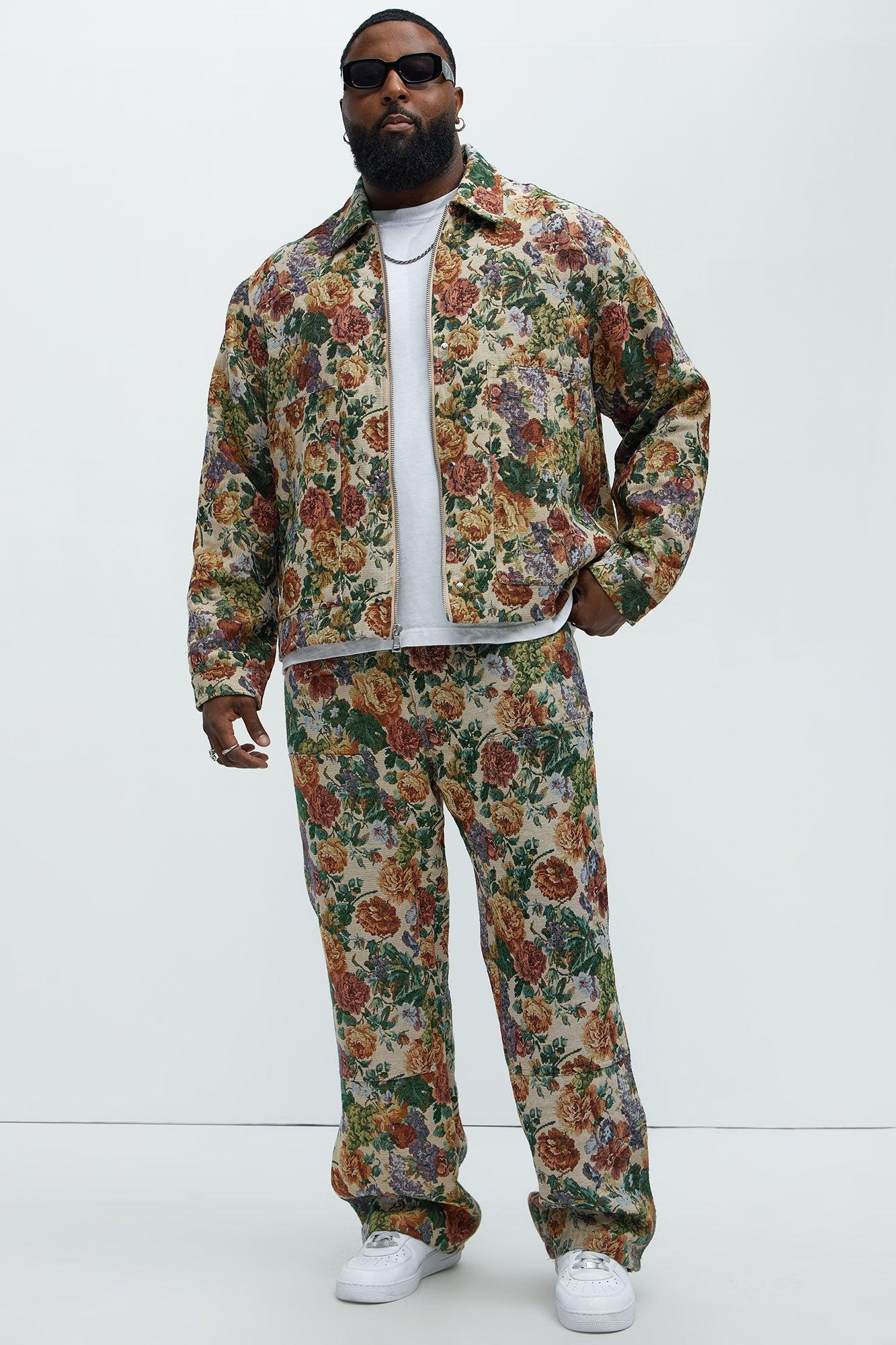 Bellevue Flared Tapestry Carpenter Pants - Green/combo Product Image