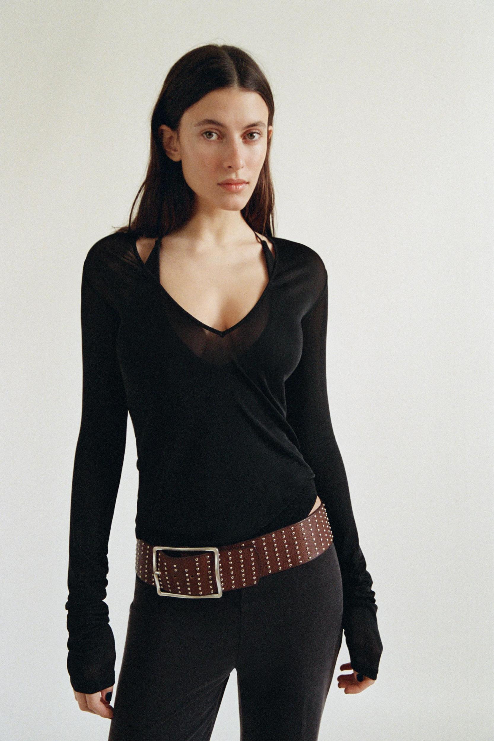 SEMI-SHEER RUCHED TOP Product Image