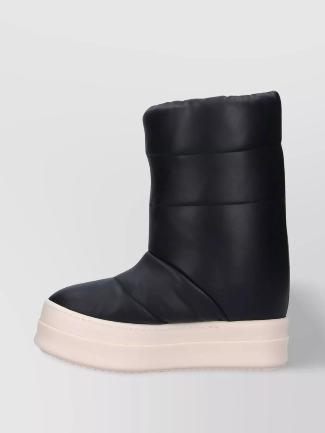 RICK OWENS Round Toe Ankle Boots With Contrast Sole In Black Product Image
