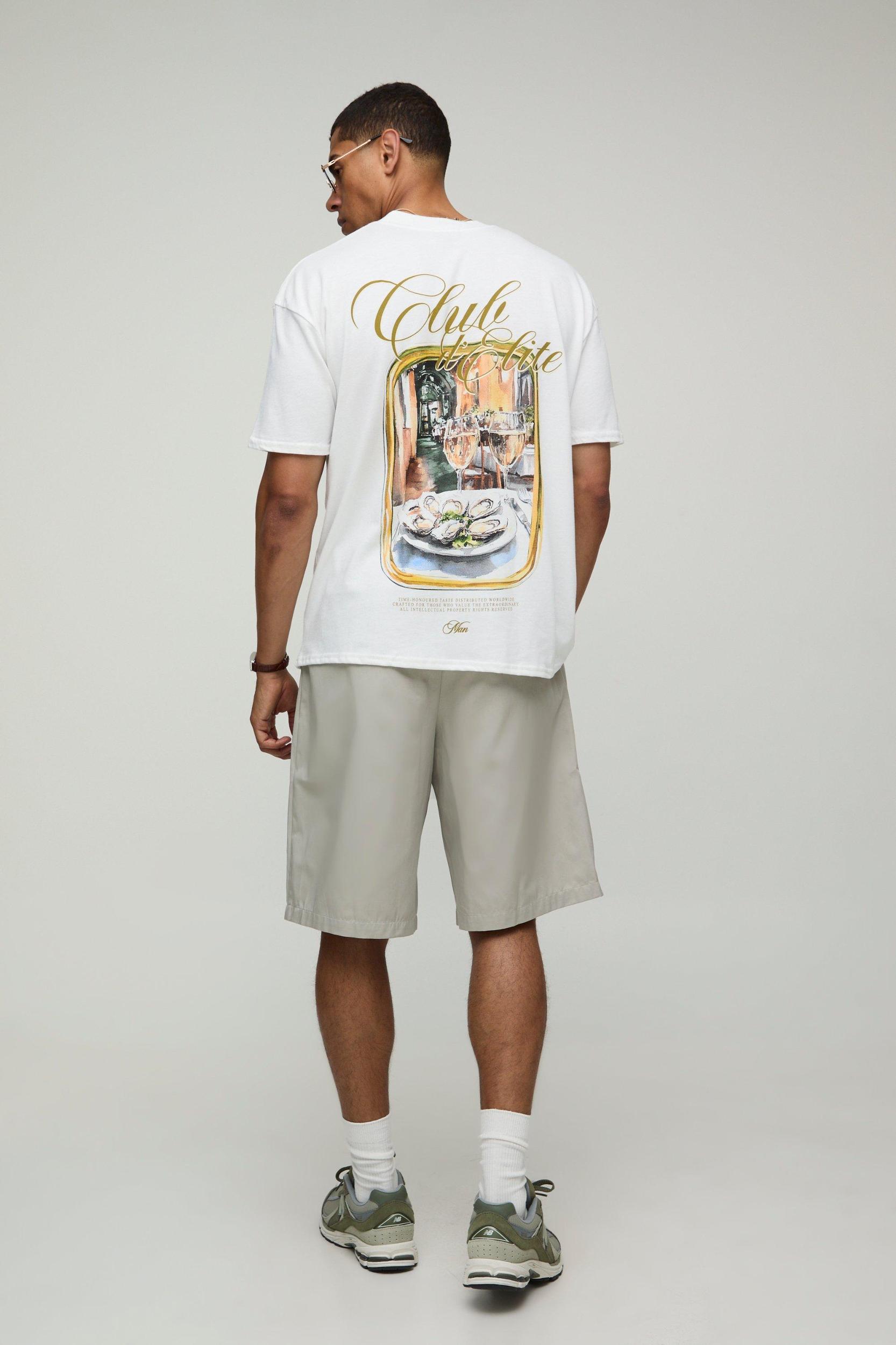 White Oversized Extended Neck Club D' Elite T-Shirt | boohooMAN USA Product Image
