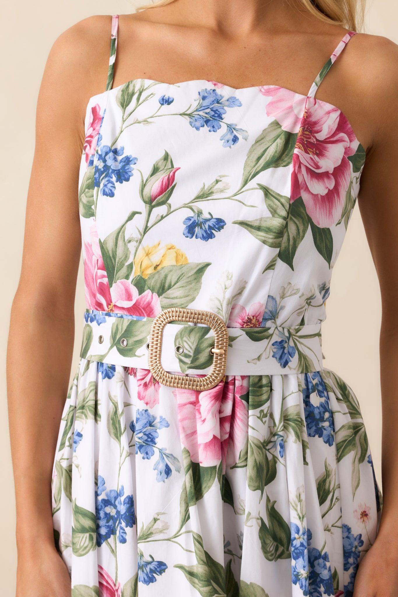Colette Dream Garden Floral Cotton Belted Midi Dress Product Image