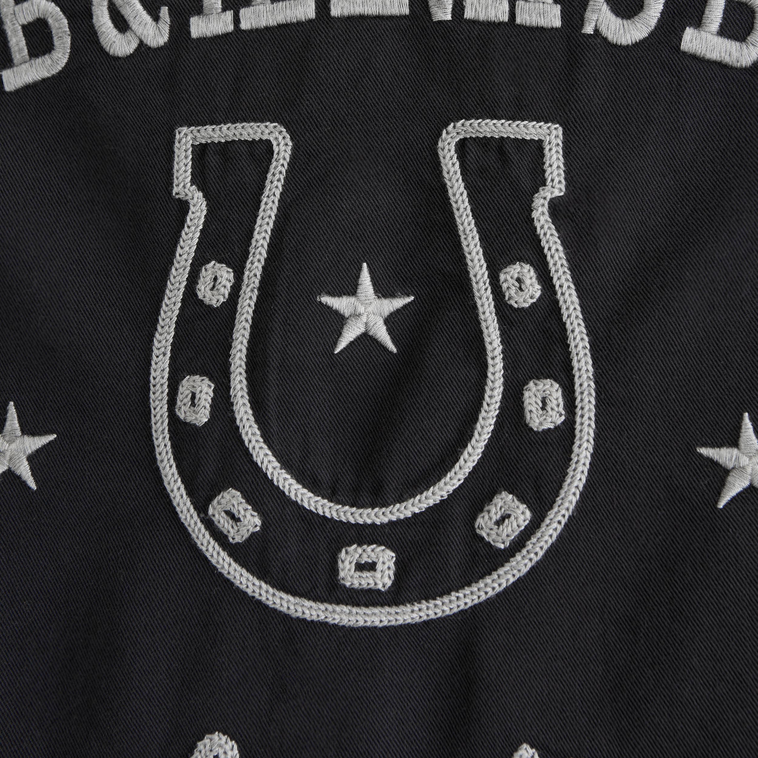 Short-Sleeve Cropped Western Graphic Button-Up Shirt Product Image