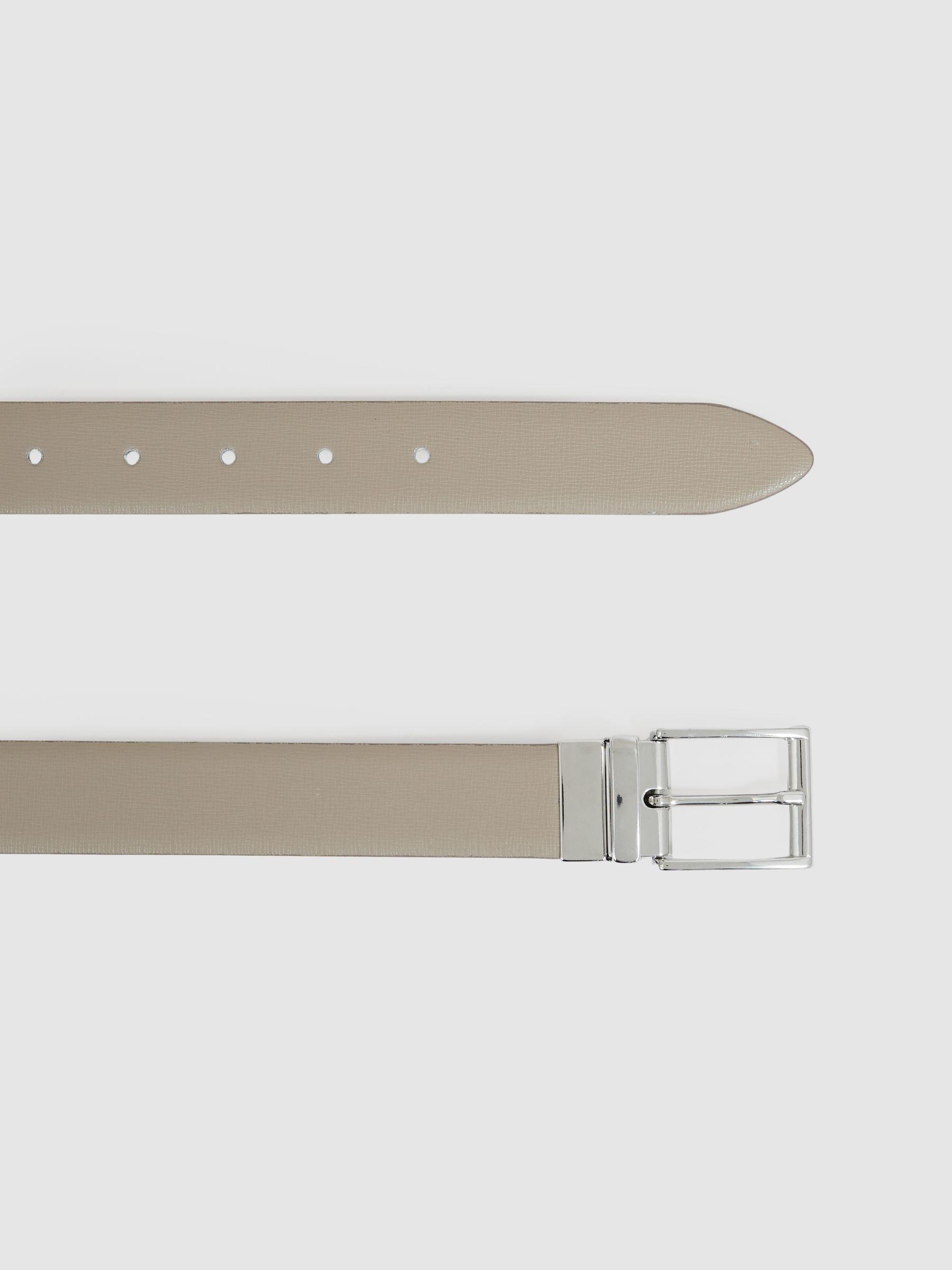 Leather Reversible Belt in Stone/Dark Brown Product Image