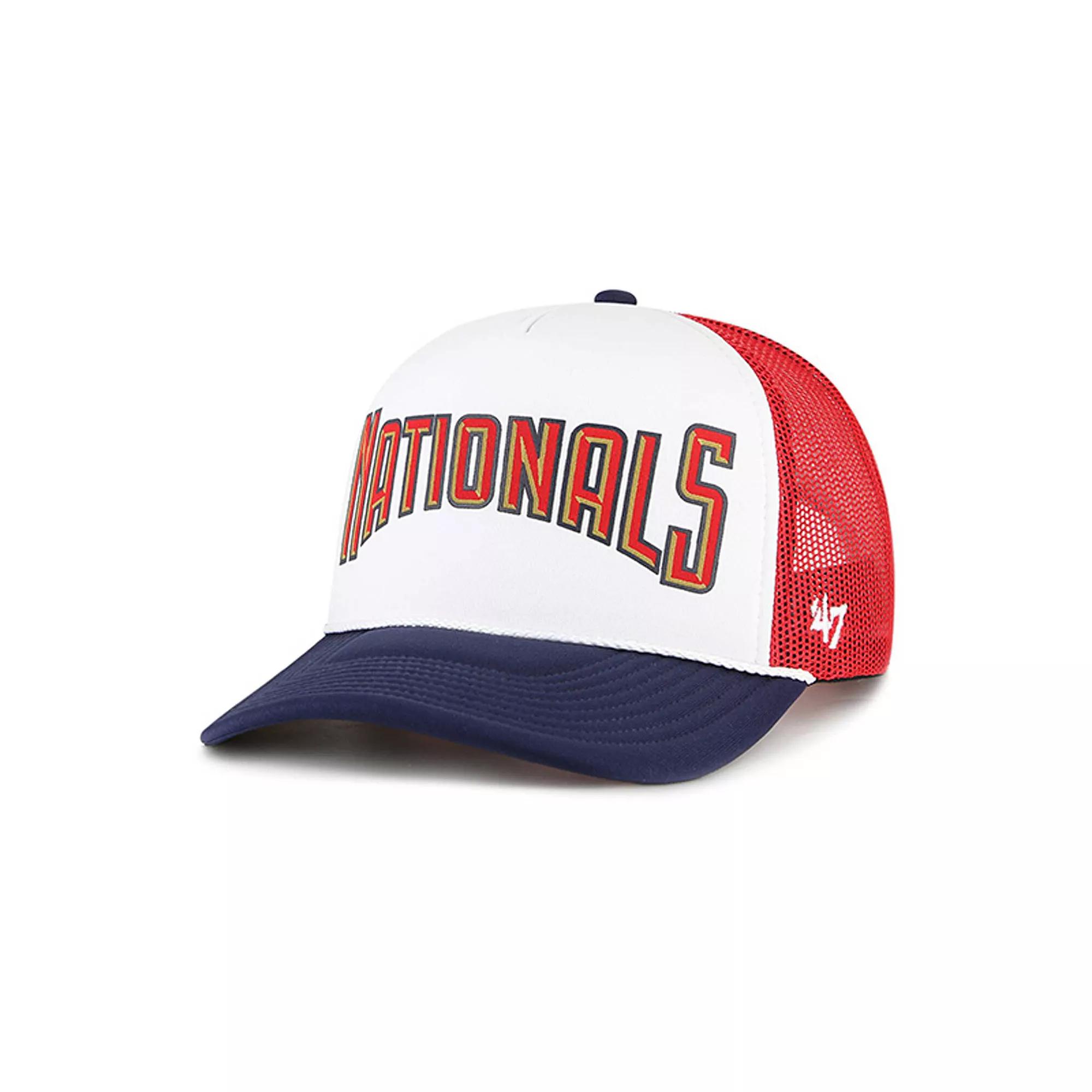 Men's '47 White Washington Nationals Foam Front Script Trucker Snapback Hat Product Image