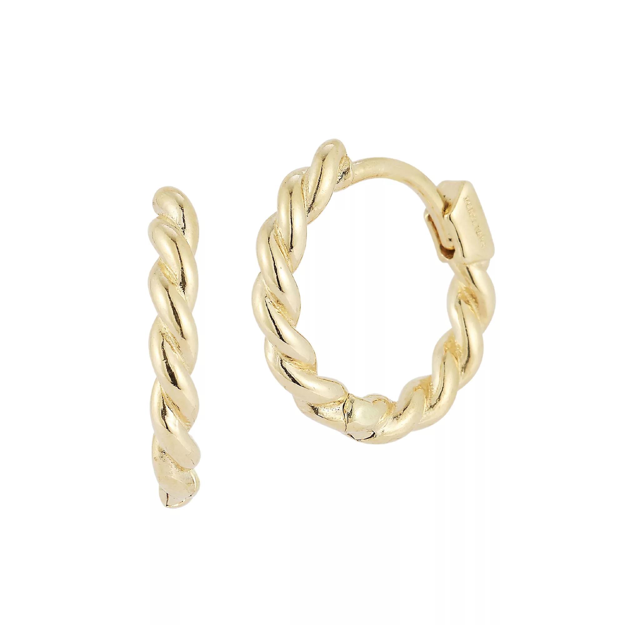LUMINOR GOLD 14k Gold Twist Huggie Hoop Earrings, Women's Product Image