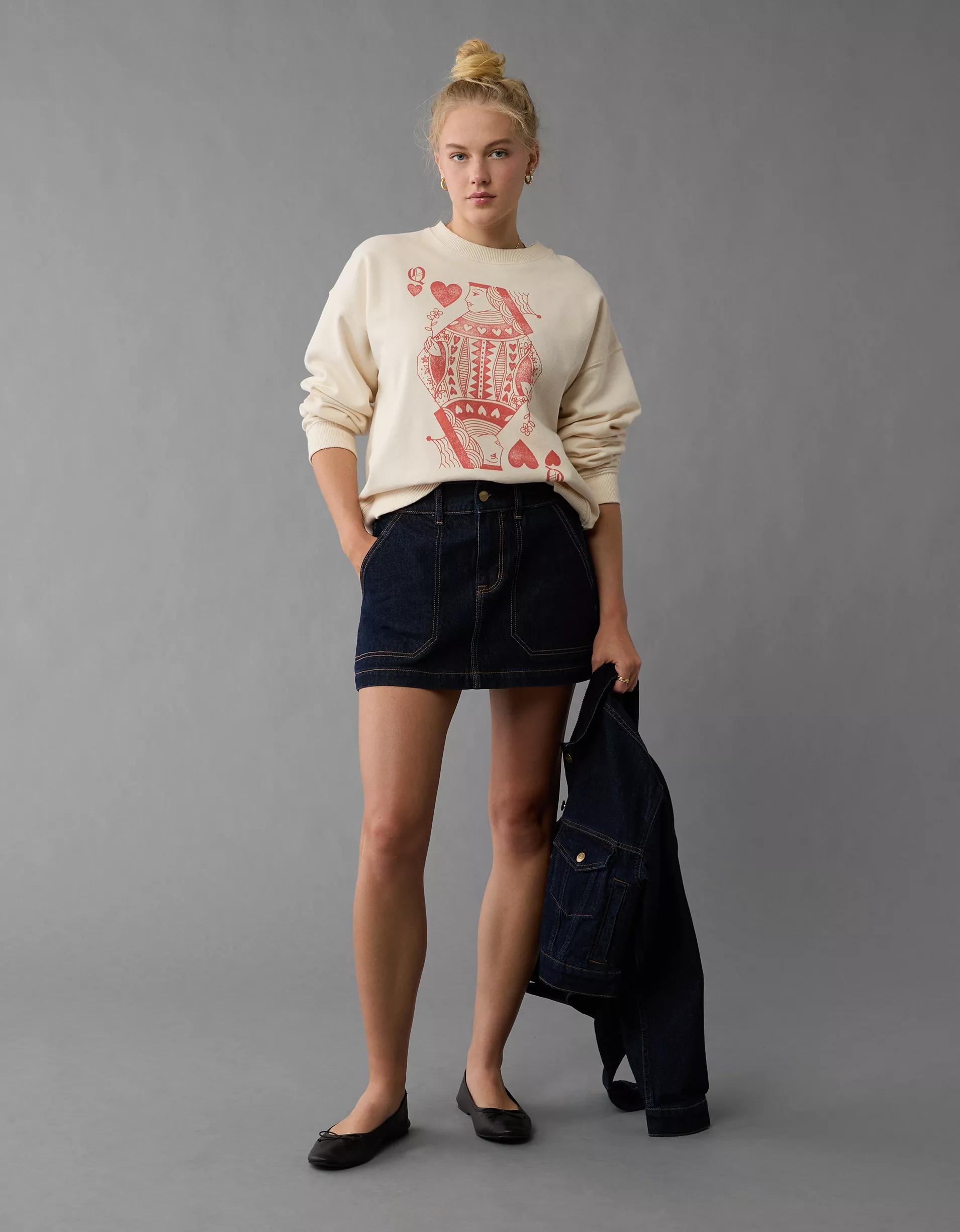 AE Valentine's Day Graphic Relaxed Crew Neck Sweatshirt Product Image