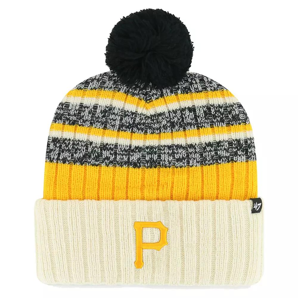 Men's '47 Natural Pittsburgh Pirates Tavern Cuffed Knit Hat with Pom, Beige Product Image