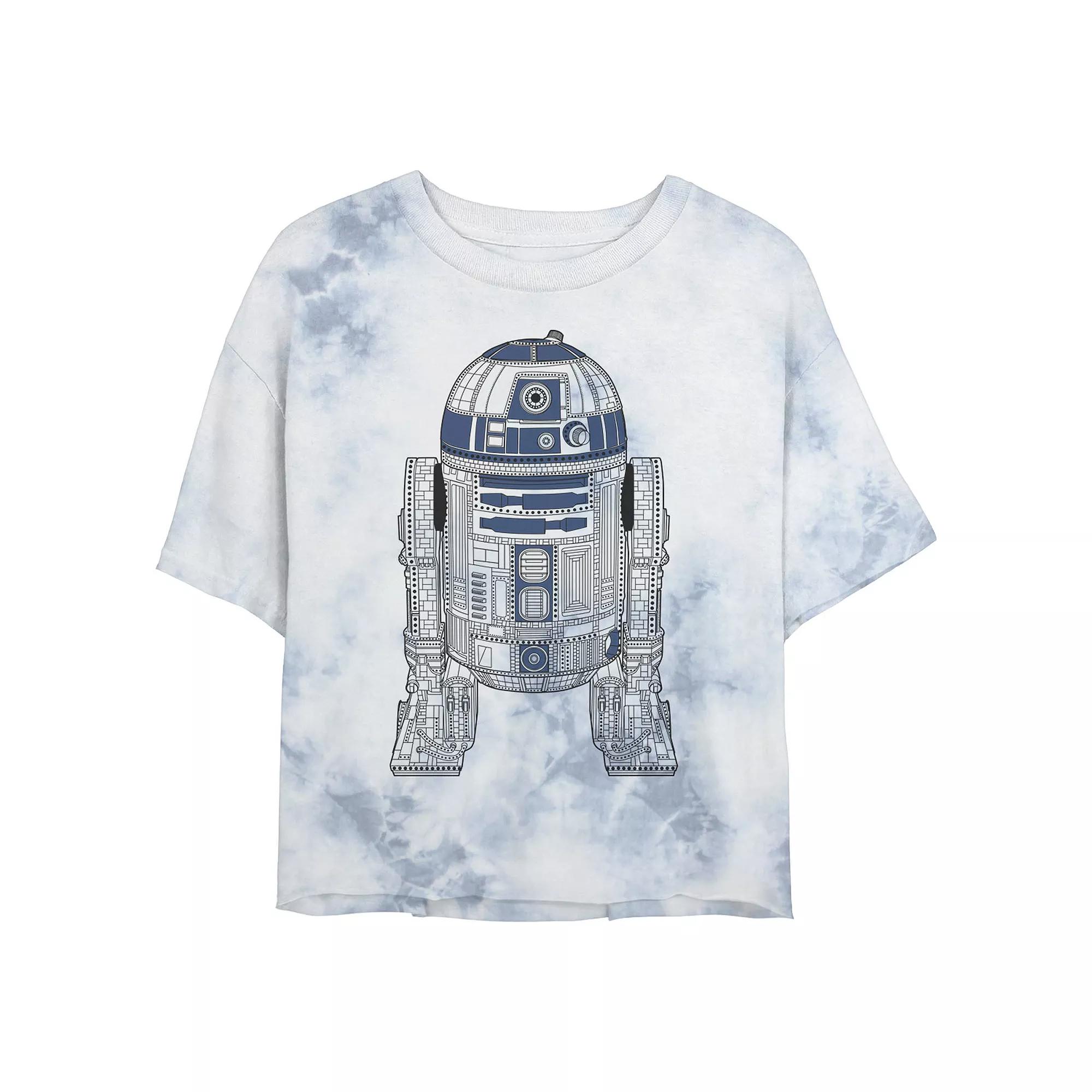 Juniors' Star Wars: R2-D2 Outline Wash Graphic Crop Tee, Women's,  Product Image