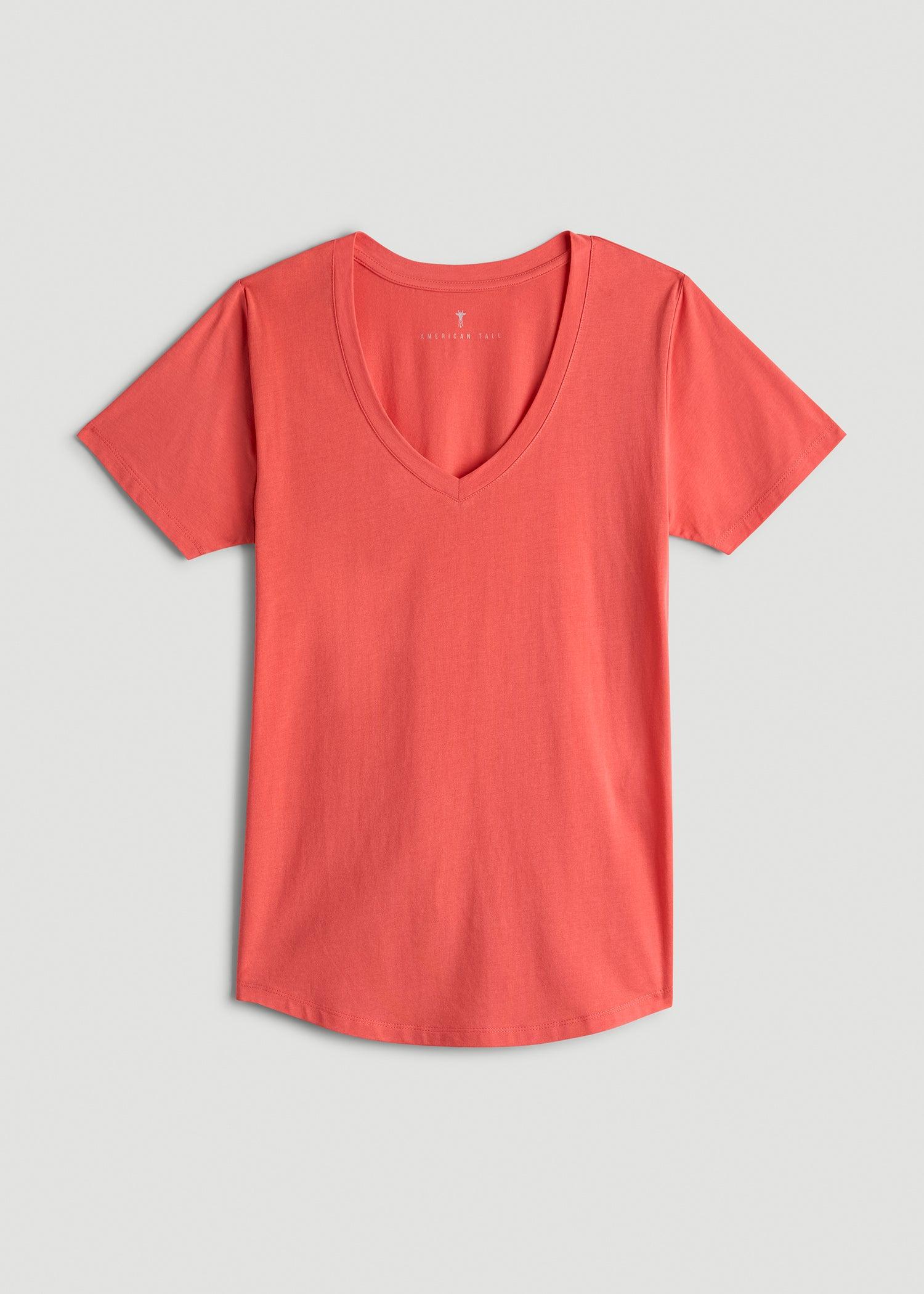 Women's Tall Scoop V-Neck Tee in Sunset Coral Product Image