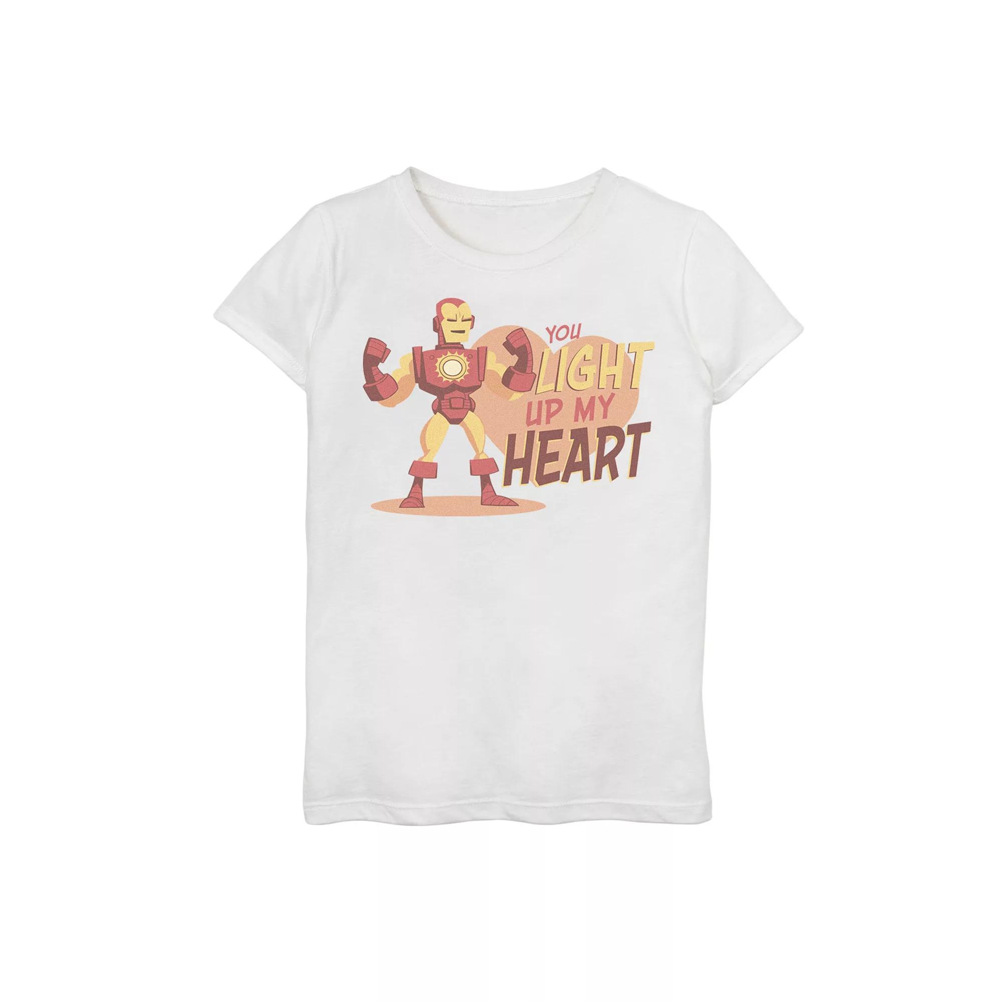 Girls 7-16 Marvel Iron Man You Light Up My Heart Text Graphic Tee, Girl's,  Product Image
