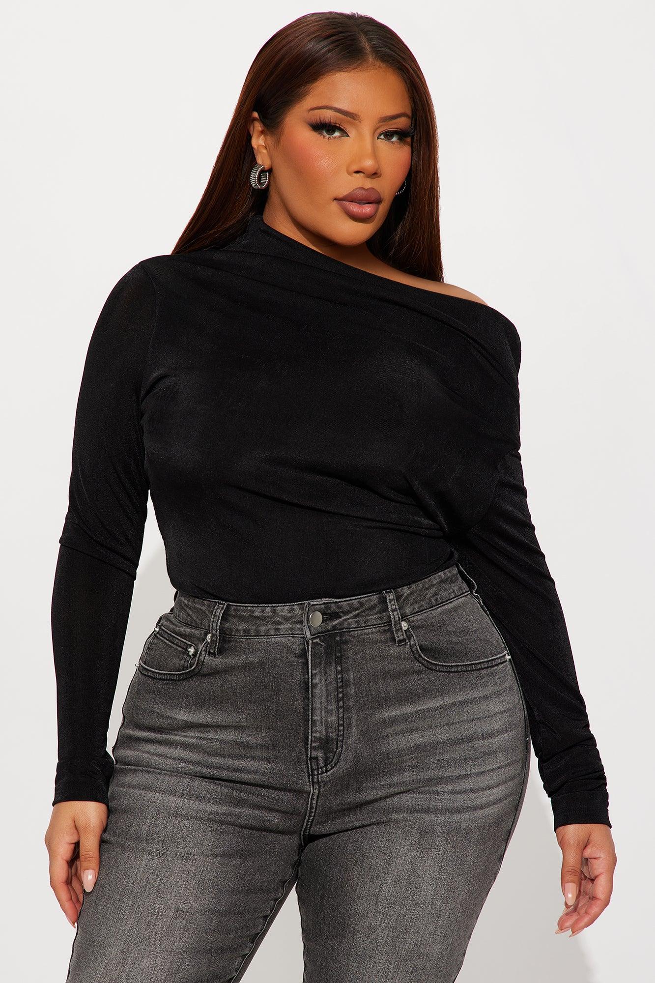 Parisian Long Sleeve Off Shoulder Top - Black Female Product Image