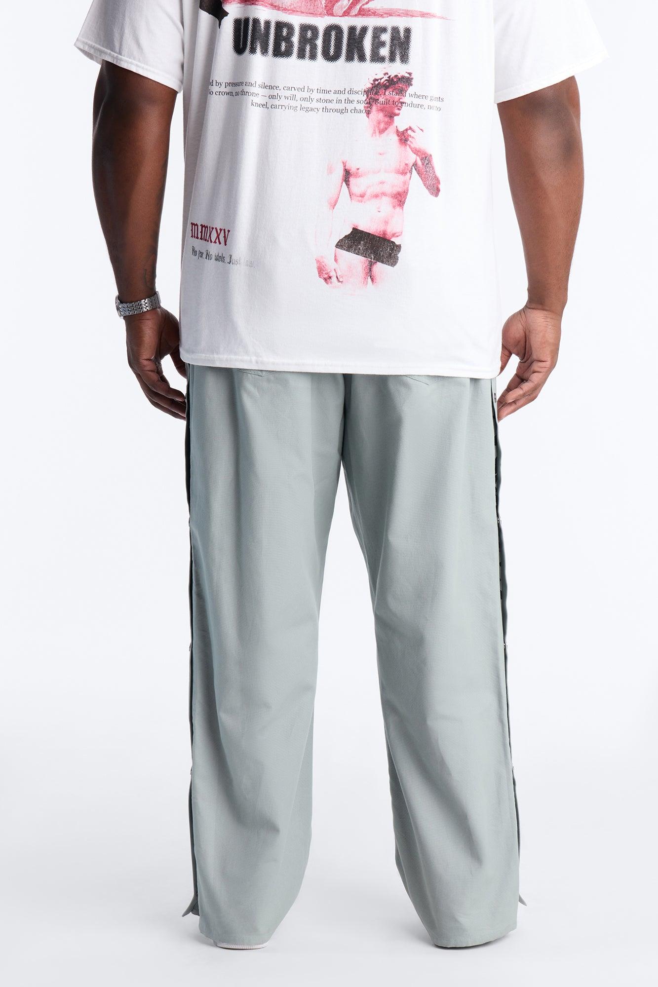 Straight Print Hint Studded Pant - Grey Product Image