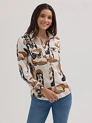 Women's Saddle Up Slim Western Snap Shirt | Women's TOPS | Wrangler® Product Image