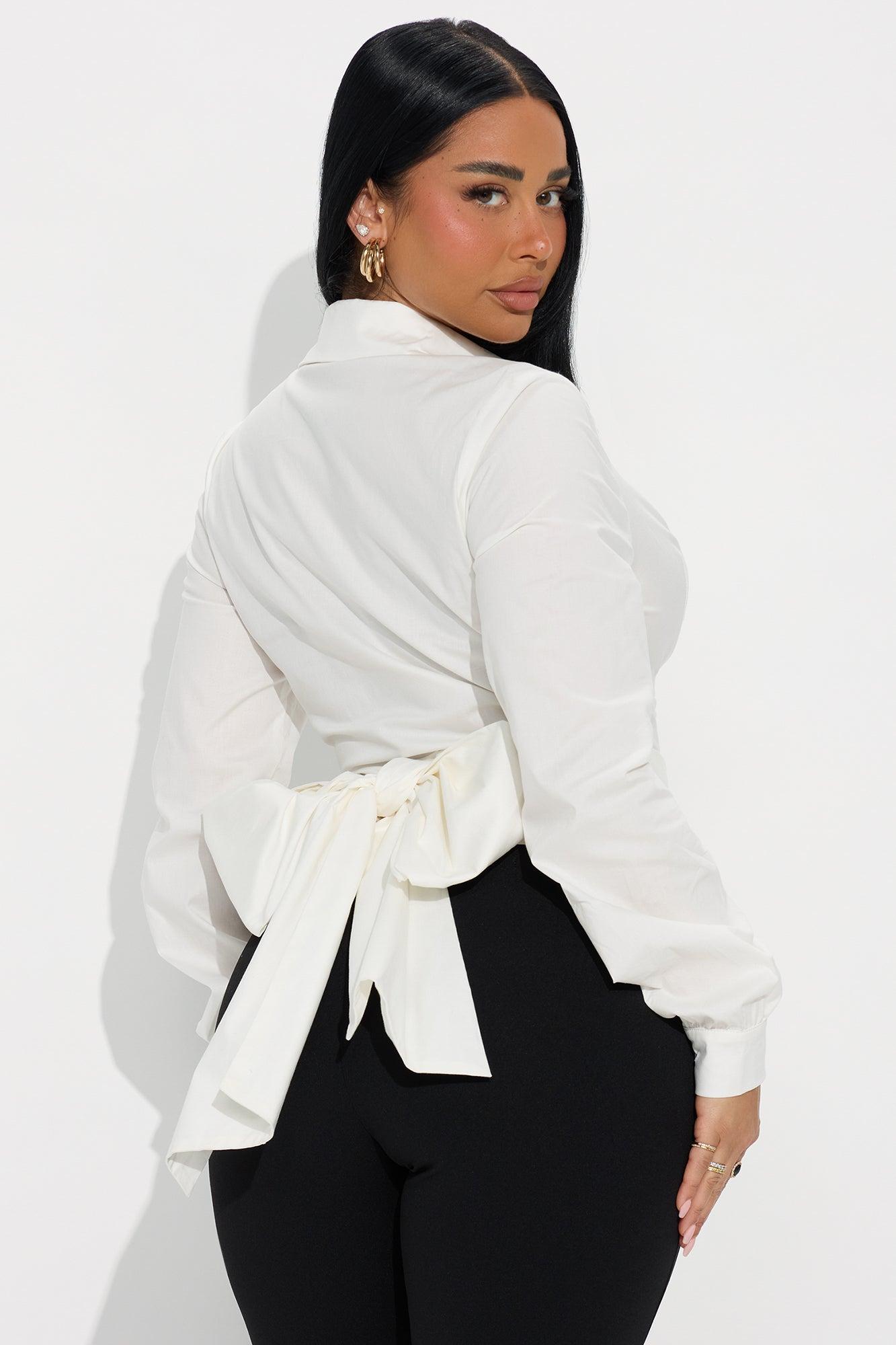 Work It Tie Back Poplin Shirt - White Female Product Image
