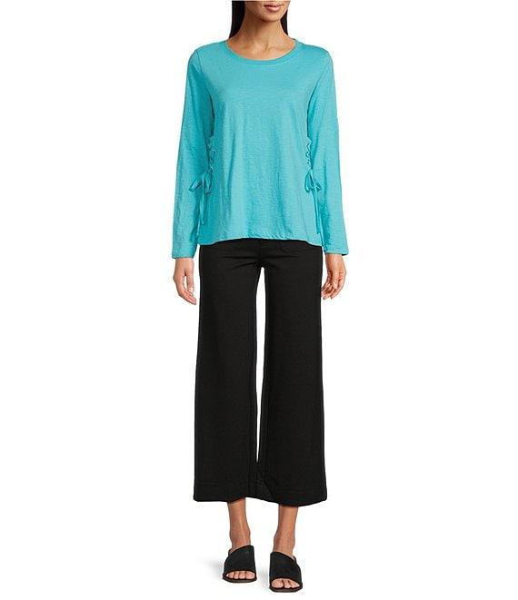 APNY Lace-Up Side-Tie Crew Neck Long Sleeve Top Product Image