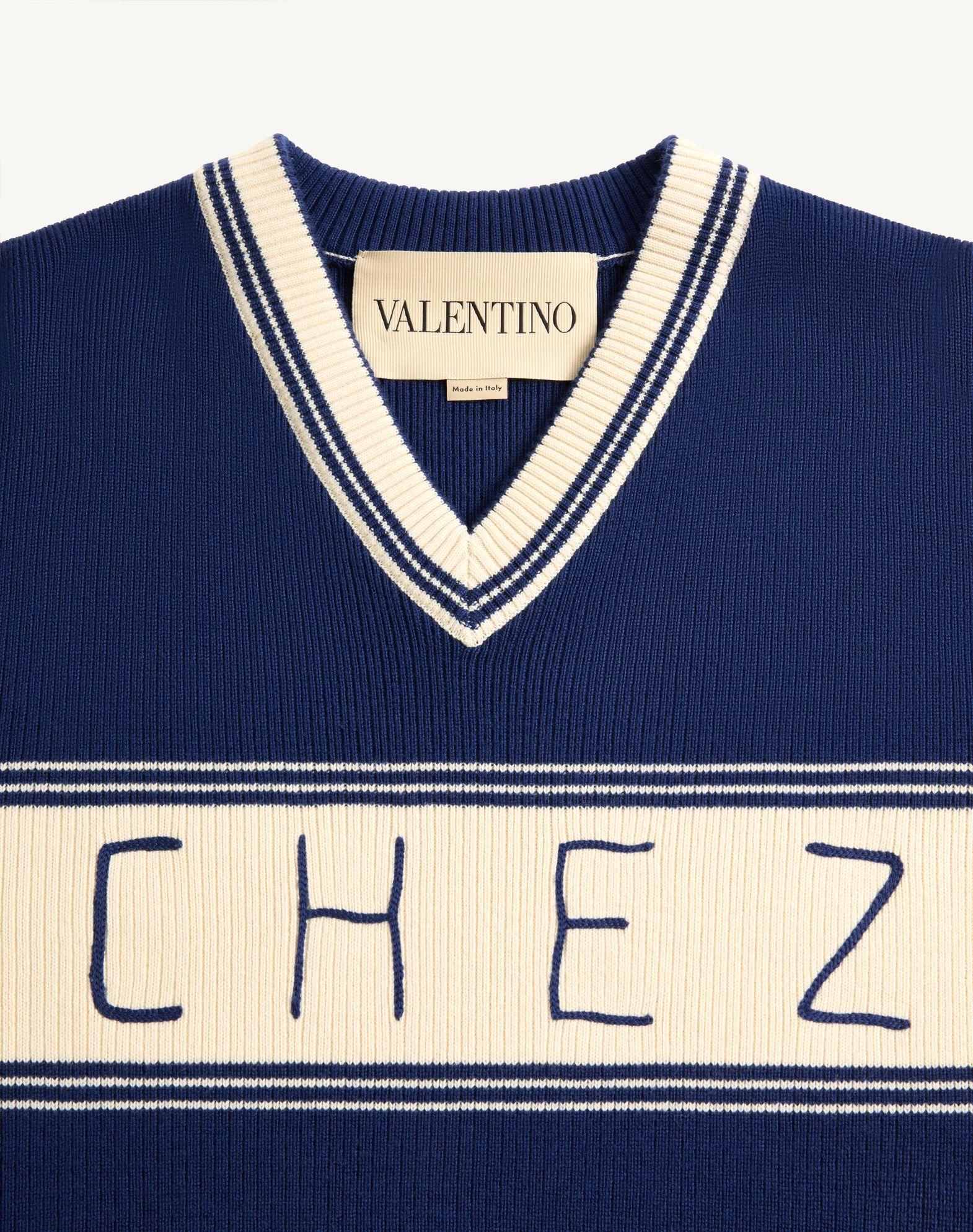 Wool And Cotton Jumper With Chez Valentino Jacquard Pattern Product Image