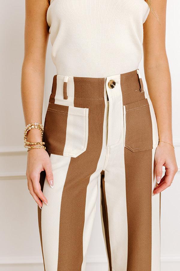 The Kendal High Waist Stripe Pants in Chocolate Product Image