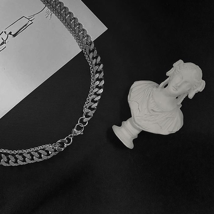 CROSS DOUBLE CHAIN NECKLACE Product Image