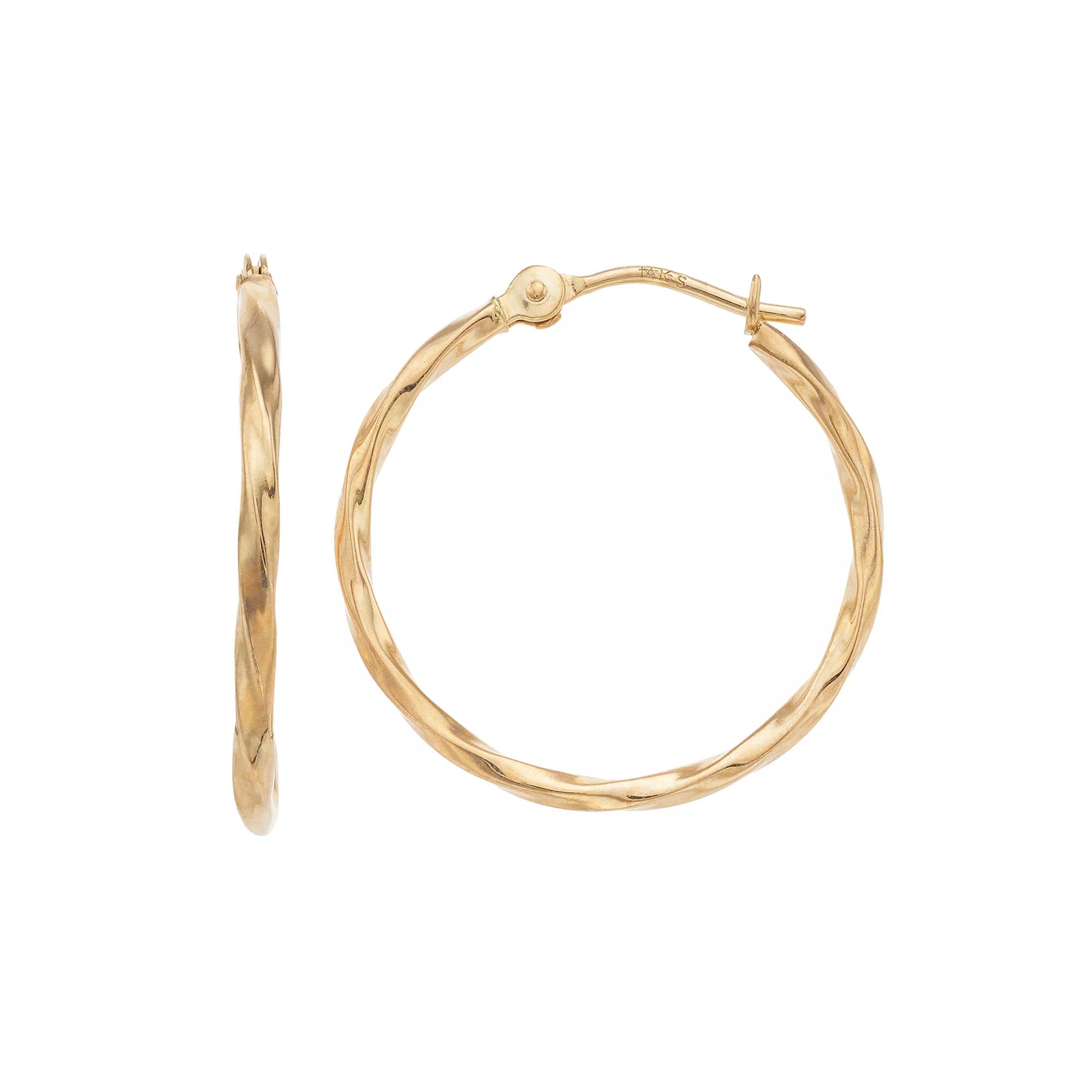Forever 14K Twisted Hoop Earrings, Women's, 14k Gold Product Image