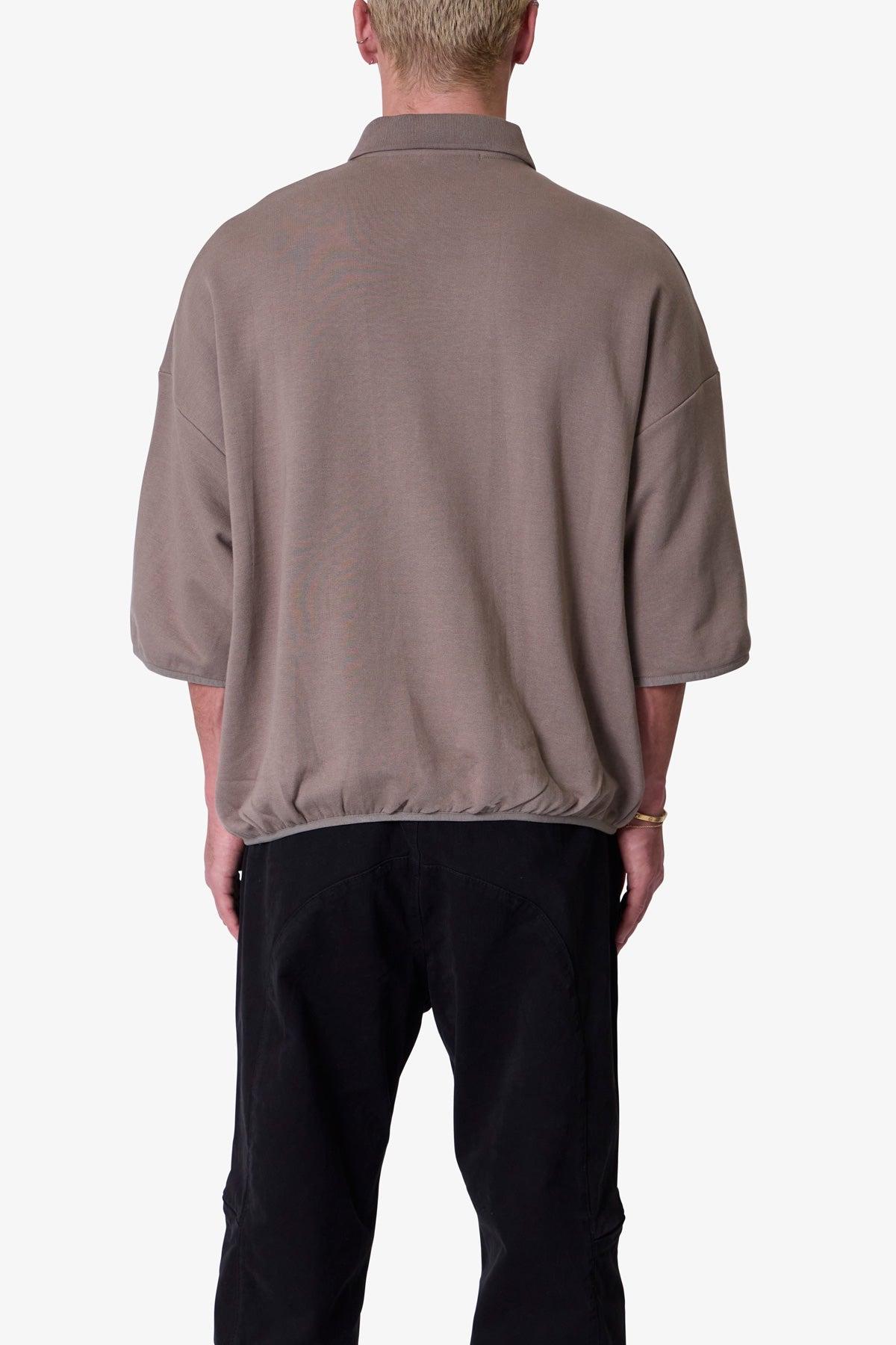 Oversized Knit Polo S/S Shirt - Bone Product Image