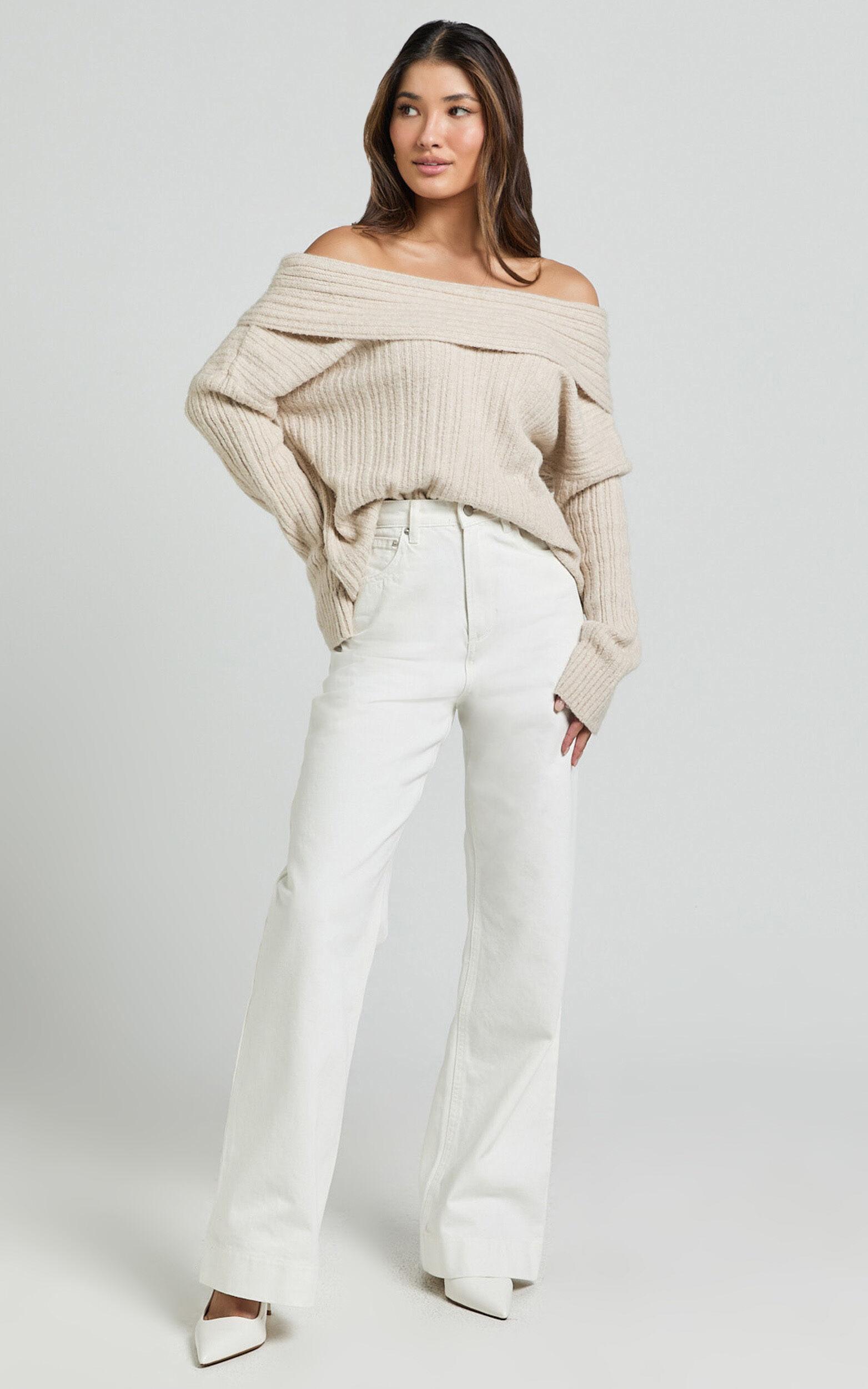 Dexter Jeans - High Waisted Straight Leg Denim Jeans in Ecru Product Image