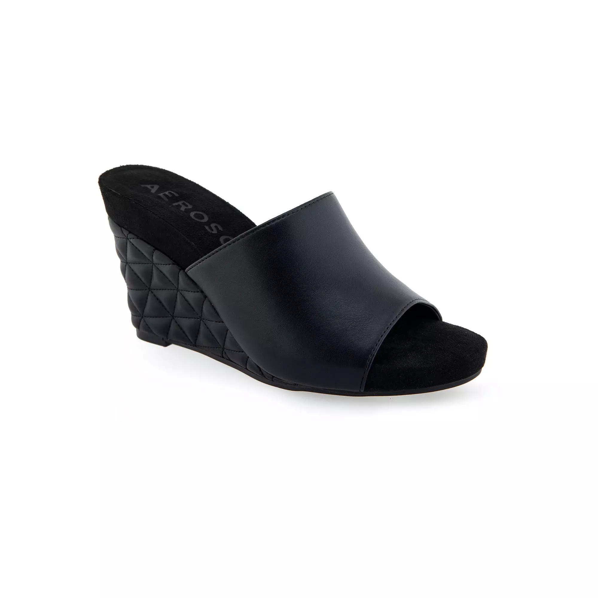 Aerosoles Pierce Women's Wedge Sandals, Size: 7.5 Medium, Black Pu Product Image